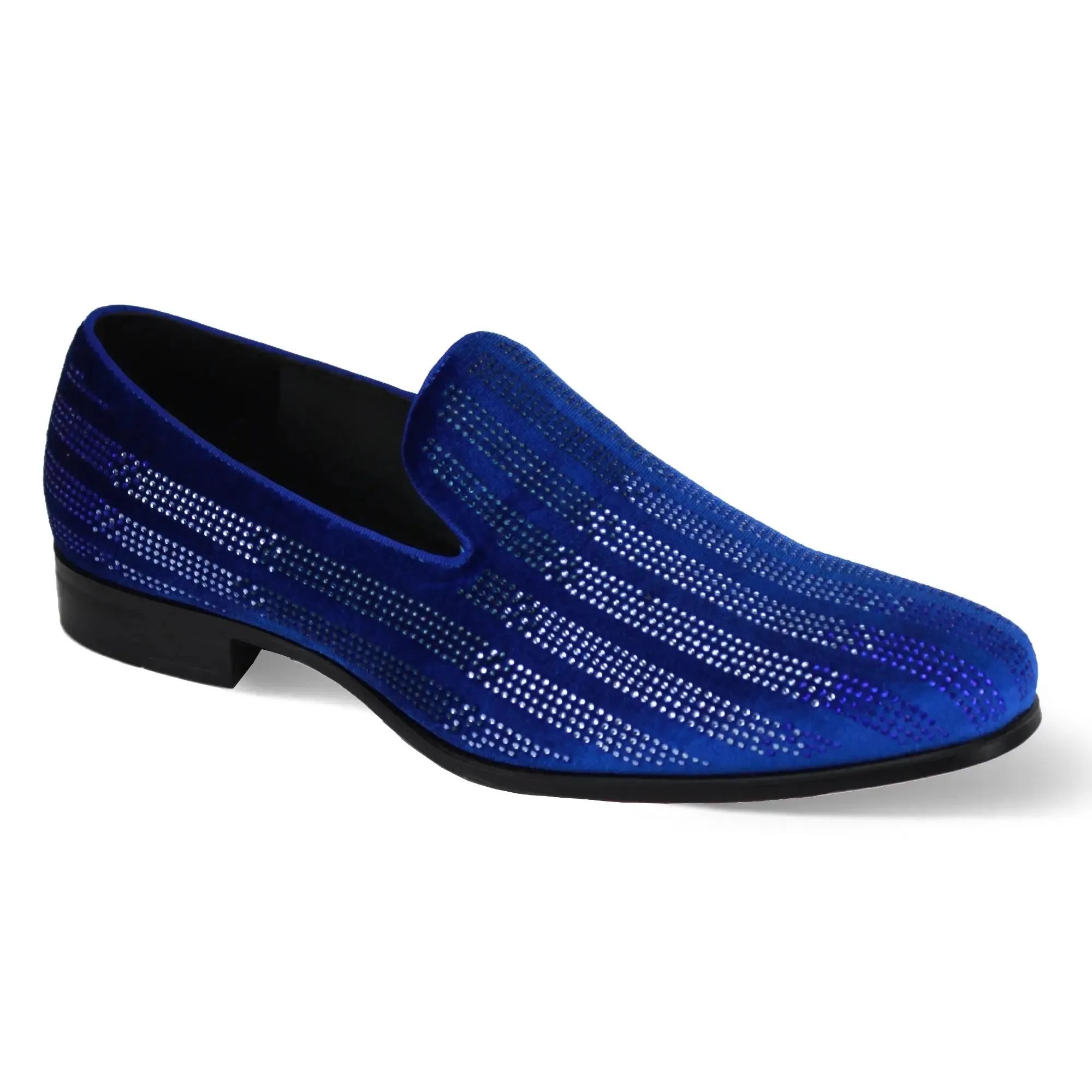 After Midnight Marco Velvet Rhinestone Smoker Slip-On Loafers