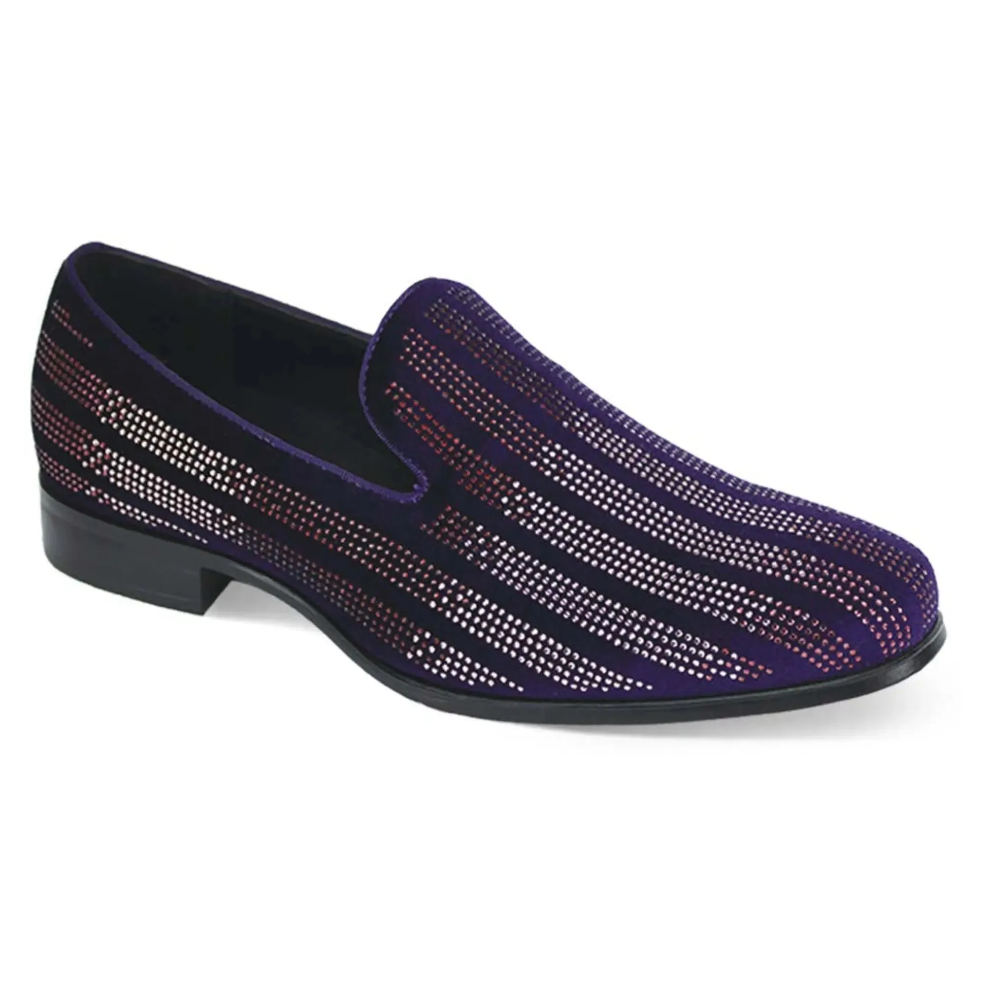 After Midnight Marco Velvet Rhinestone Smoker Slip-On Loafers