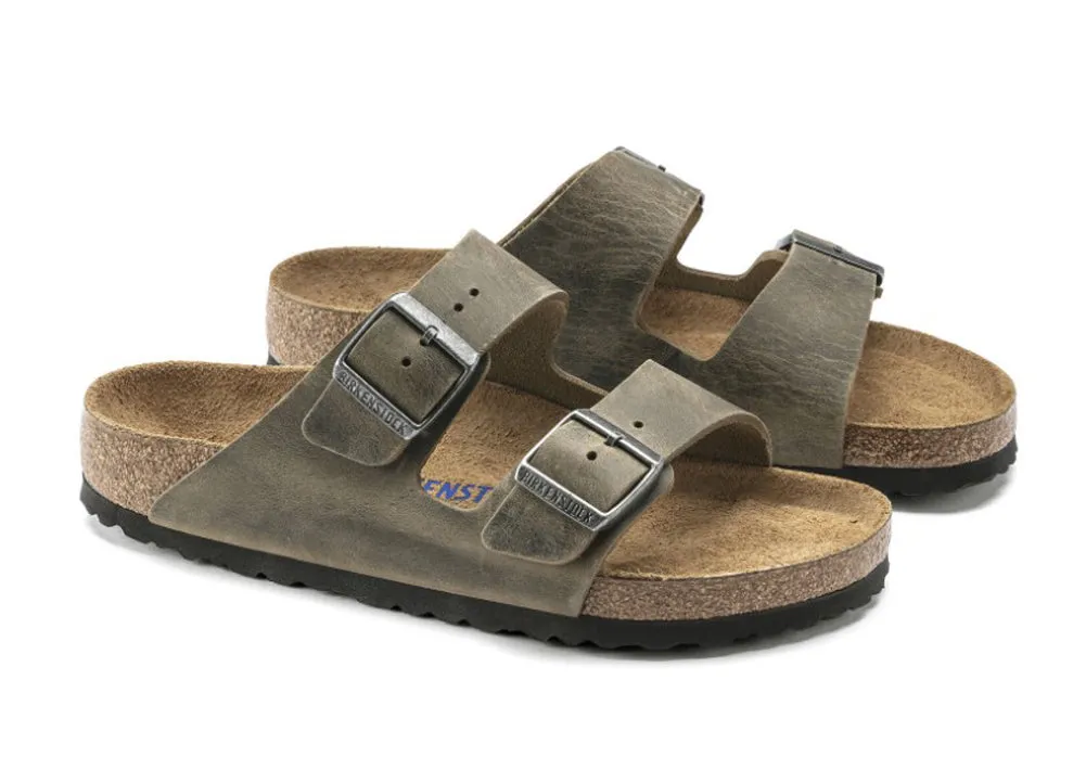 Arizona Soft Footbed in Faded Khaki Oiled Leather Regular Width by Birkenstock