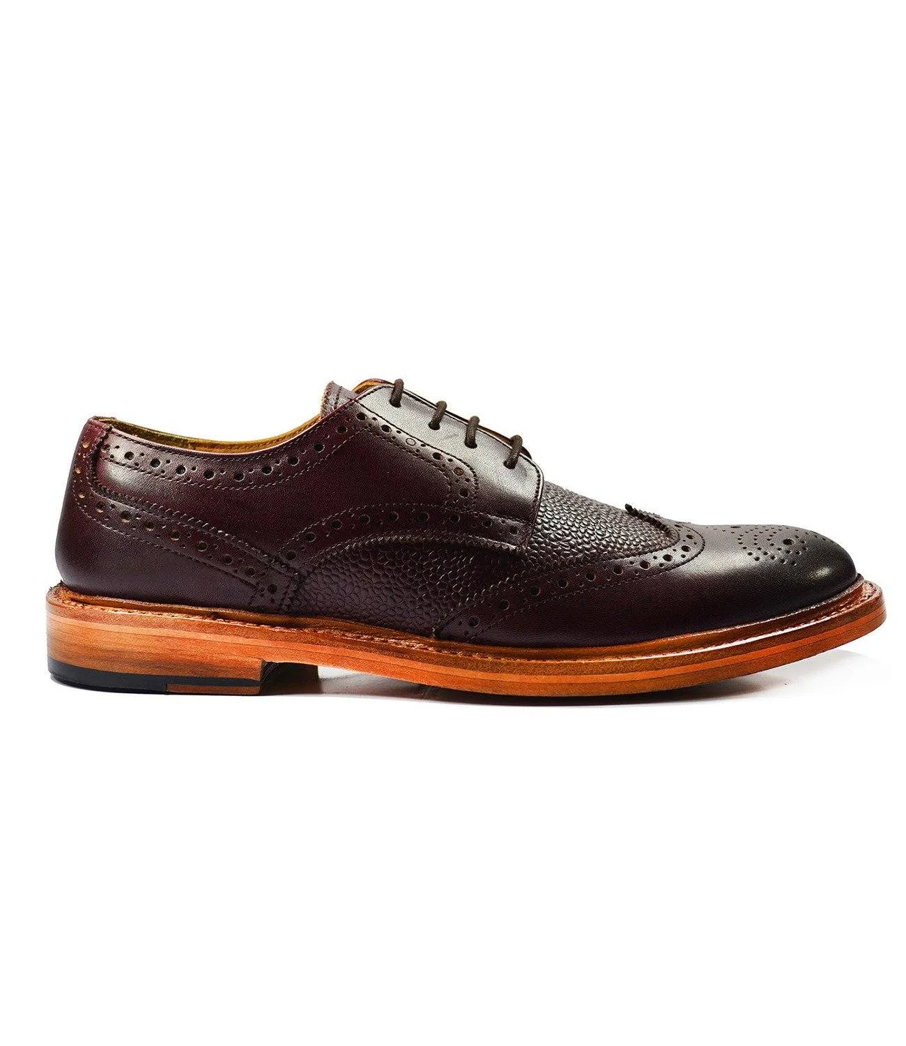 BRADFORD Burgundy Full BrogueLeather Oxford Shoes