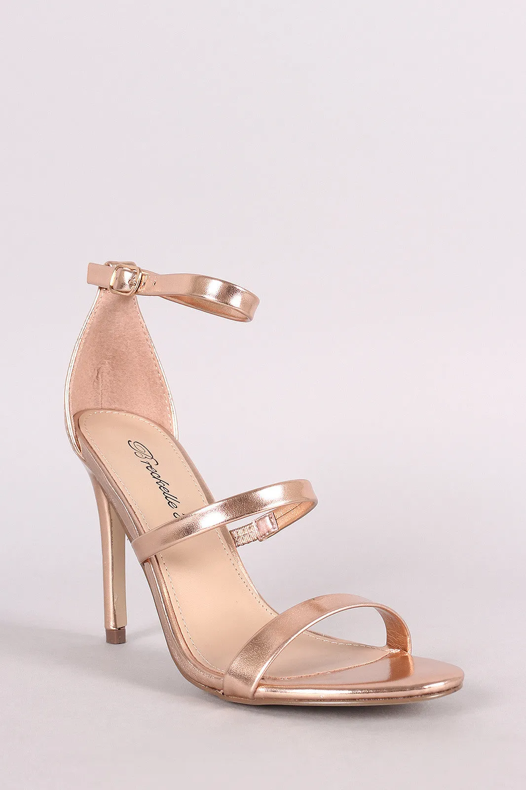 Breckelle Open Toe Triple-Strap Heels