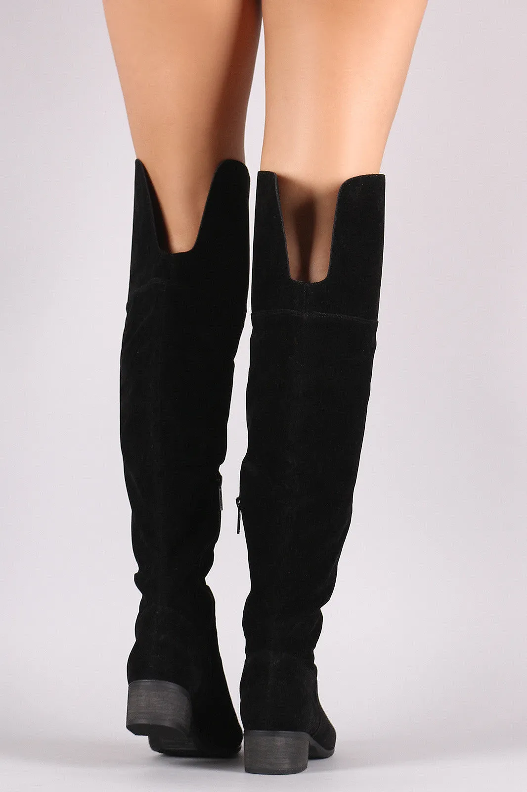 Breckelle Suede Slit Riding Over-The-Knee Boots