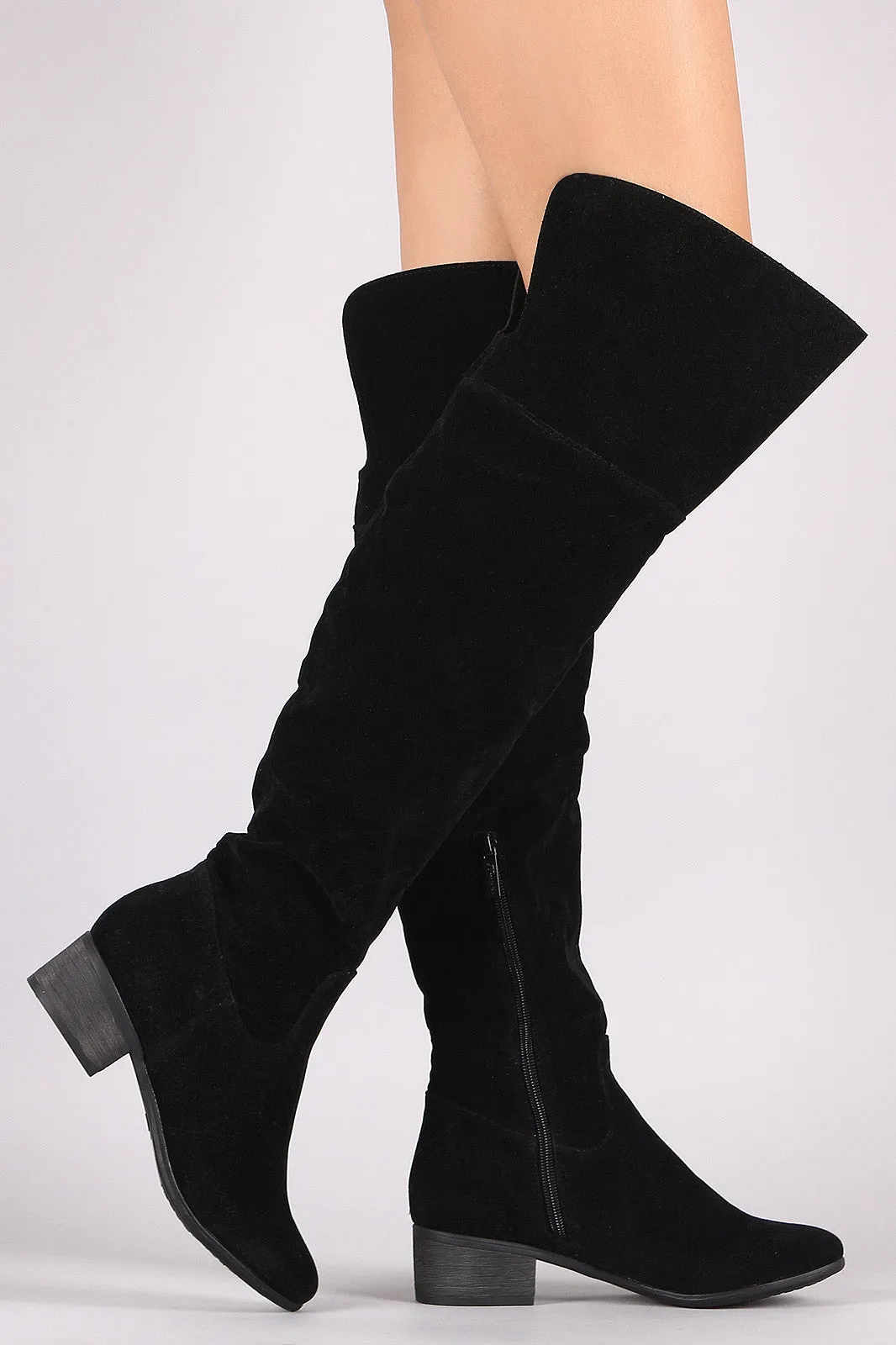 Breckelle Suede Slit Riding Over-The-Knee Boots