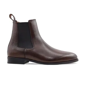 Calen - Men's Dark Brown Pebble Grain Leather Chelsea Boot