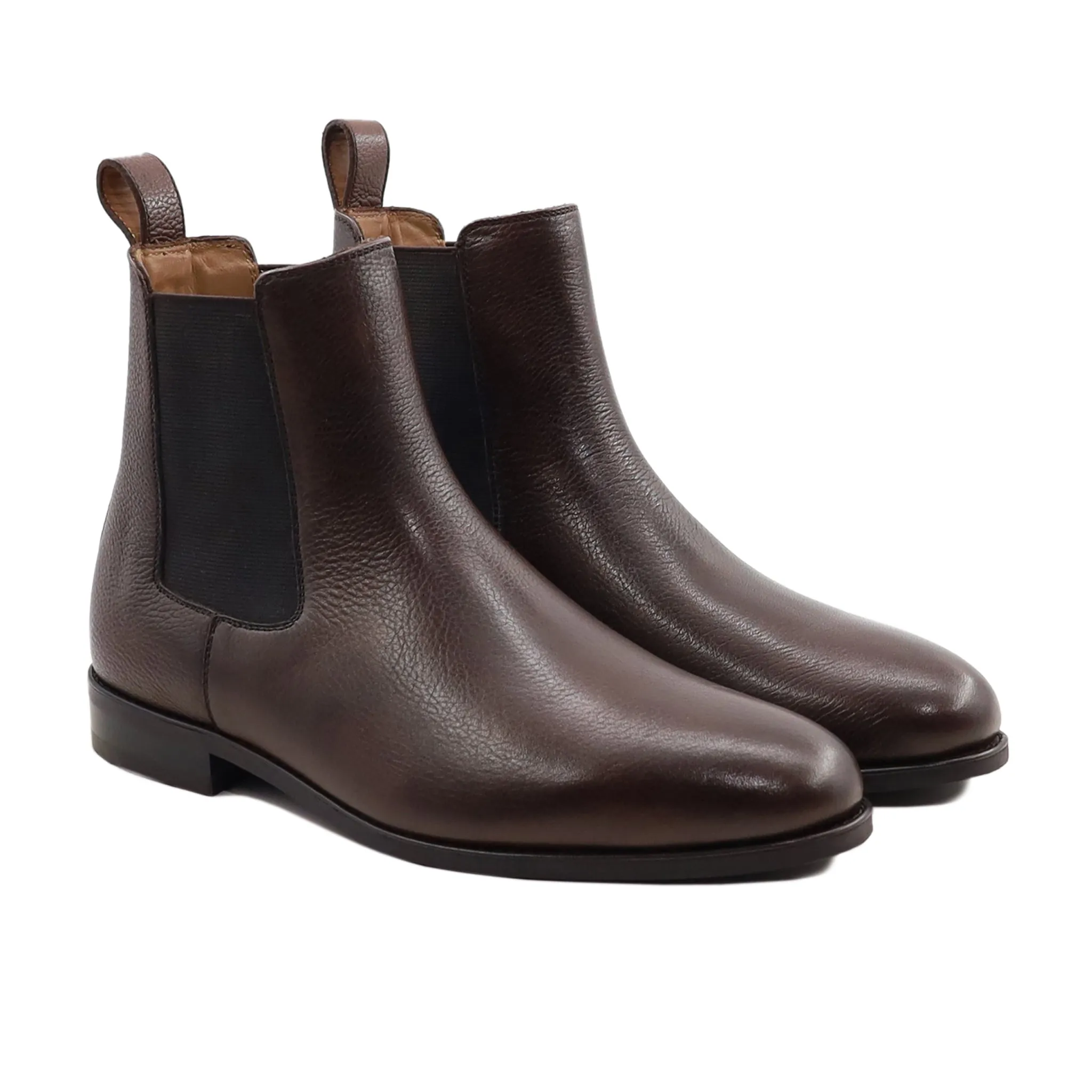 Calen - Men's Dark Brown Pebble Grain Leather Chelsea Boot