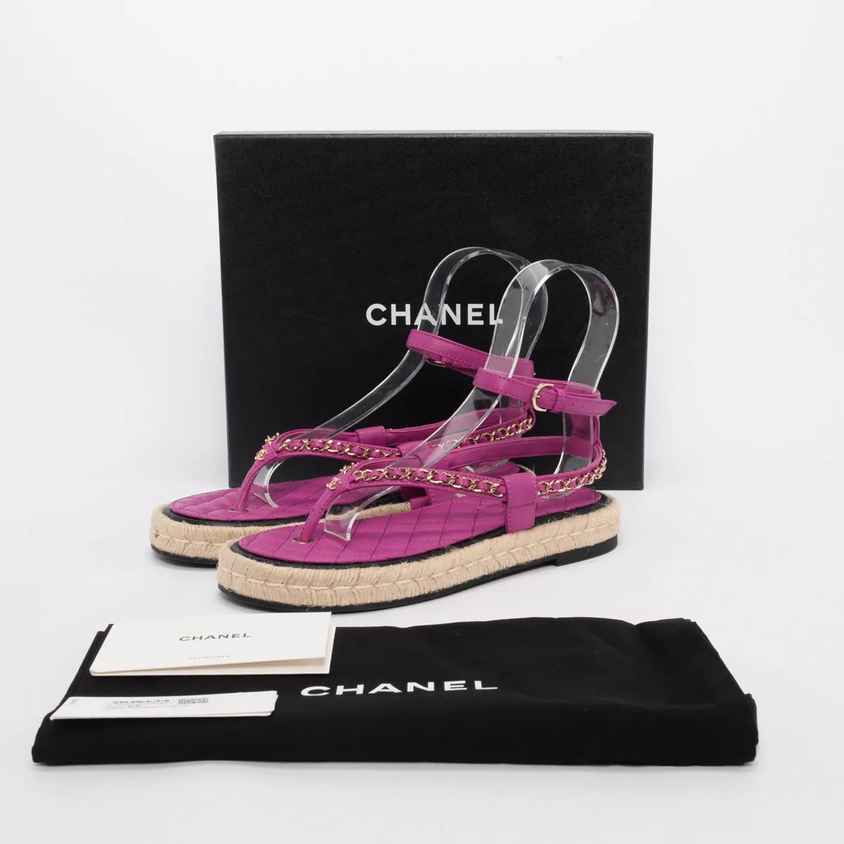 Chanel Purple Chain Espadrille Thong Sandals 40