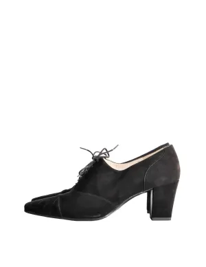 Chanel Vintage Black Suede Oxford Heels