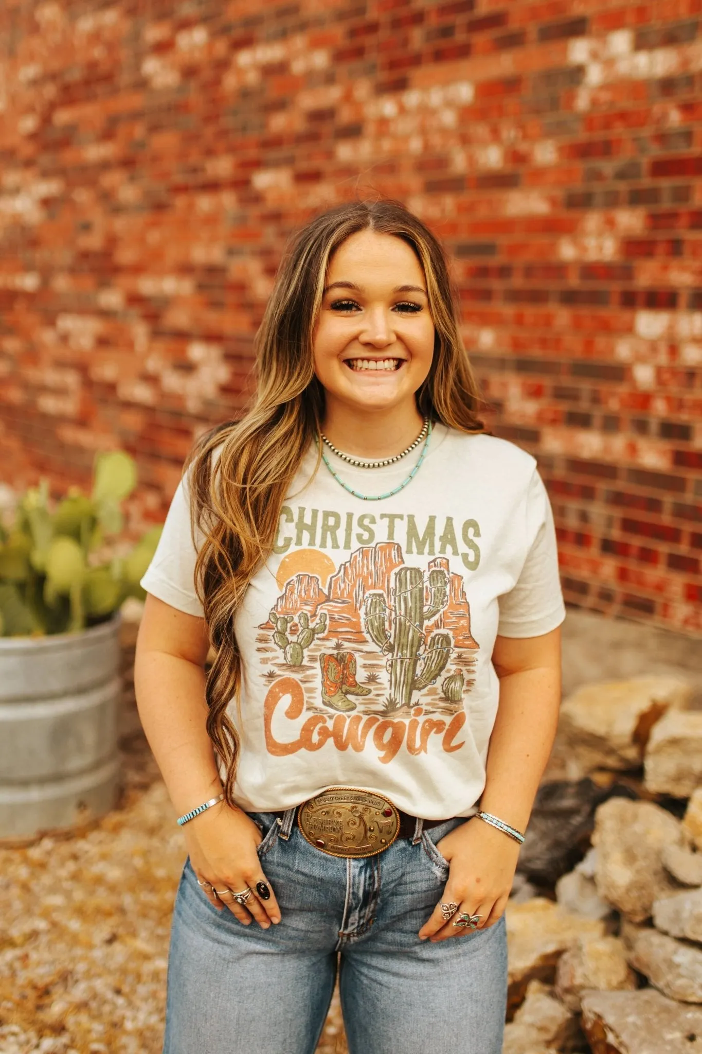 Christmas Cowgirl Western Graphic Tee