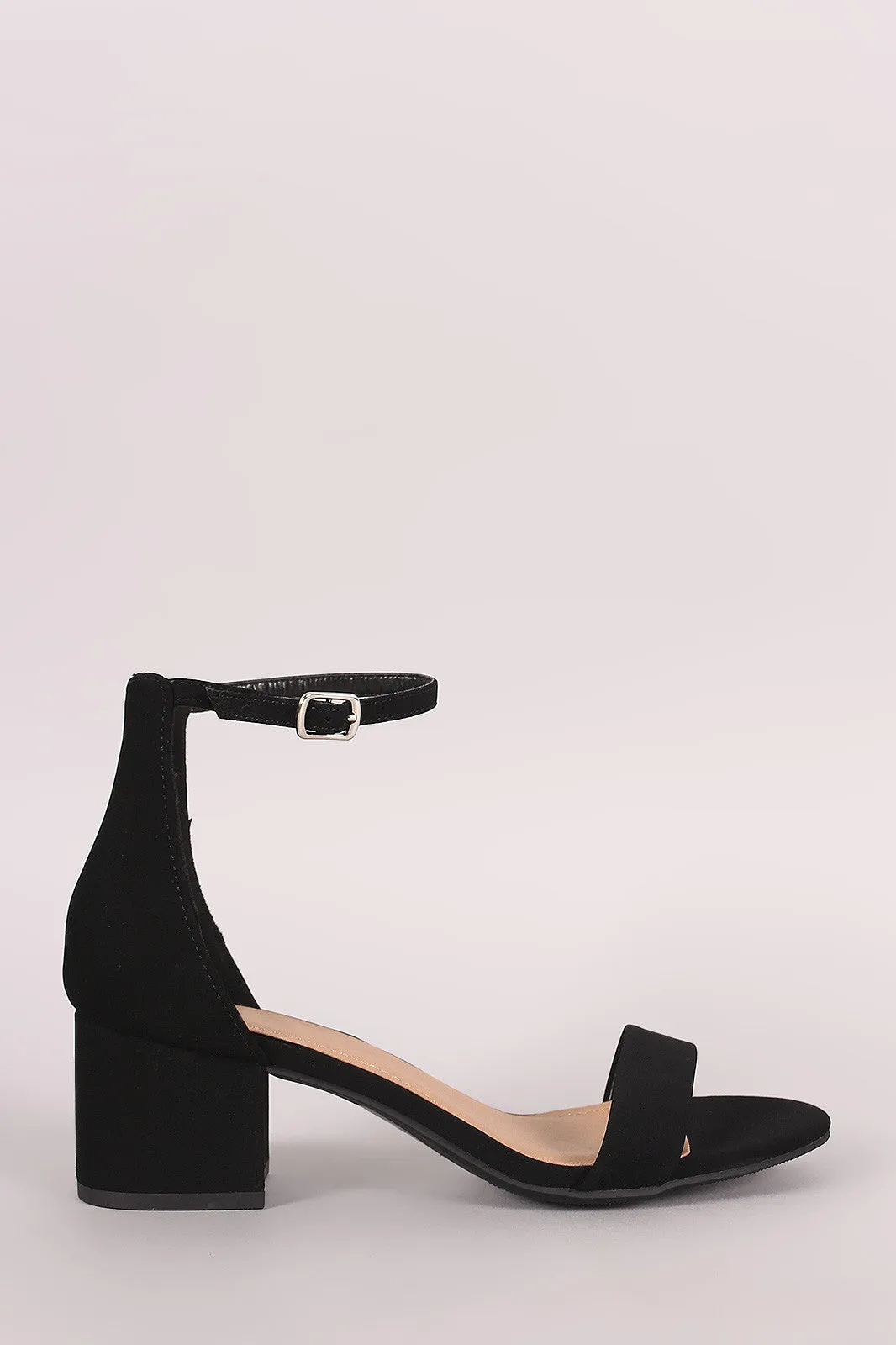 City Classified Nubuck Ankle Strap Open Toe Block Heel