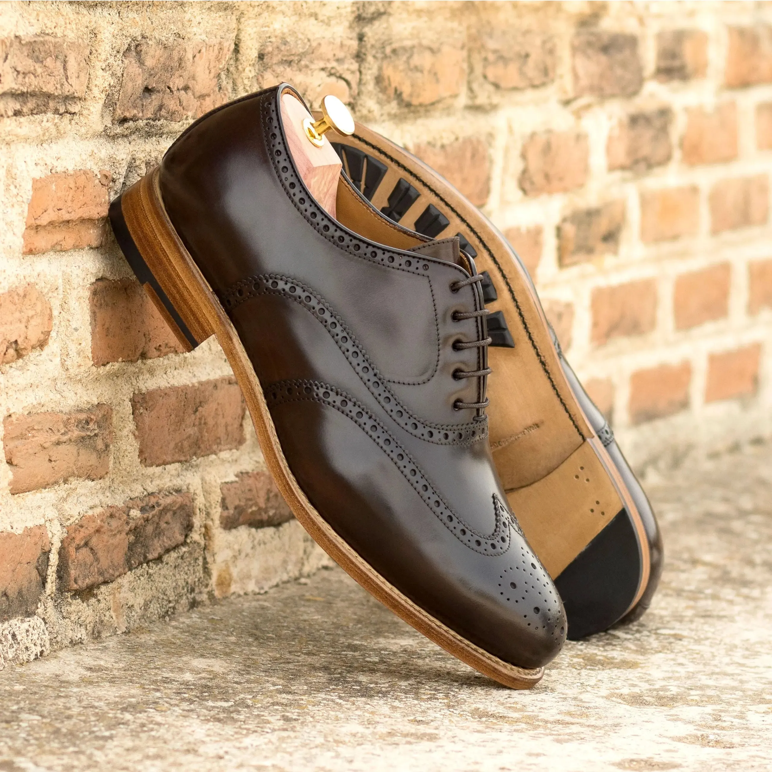 DapperFam Aeron in Dark Brown Men's Italian Cordovan Leather Full Brogue