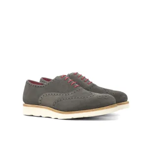 DapperFam Aeron in Grey Men's Lux Suede Full Brogue