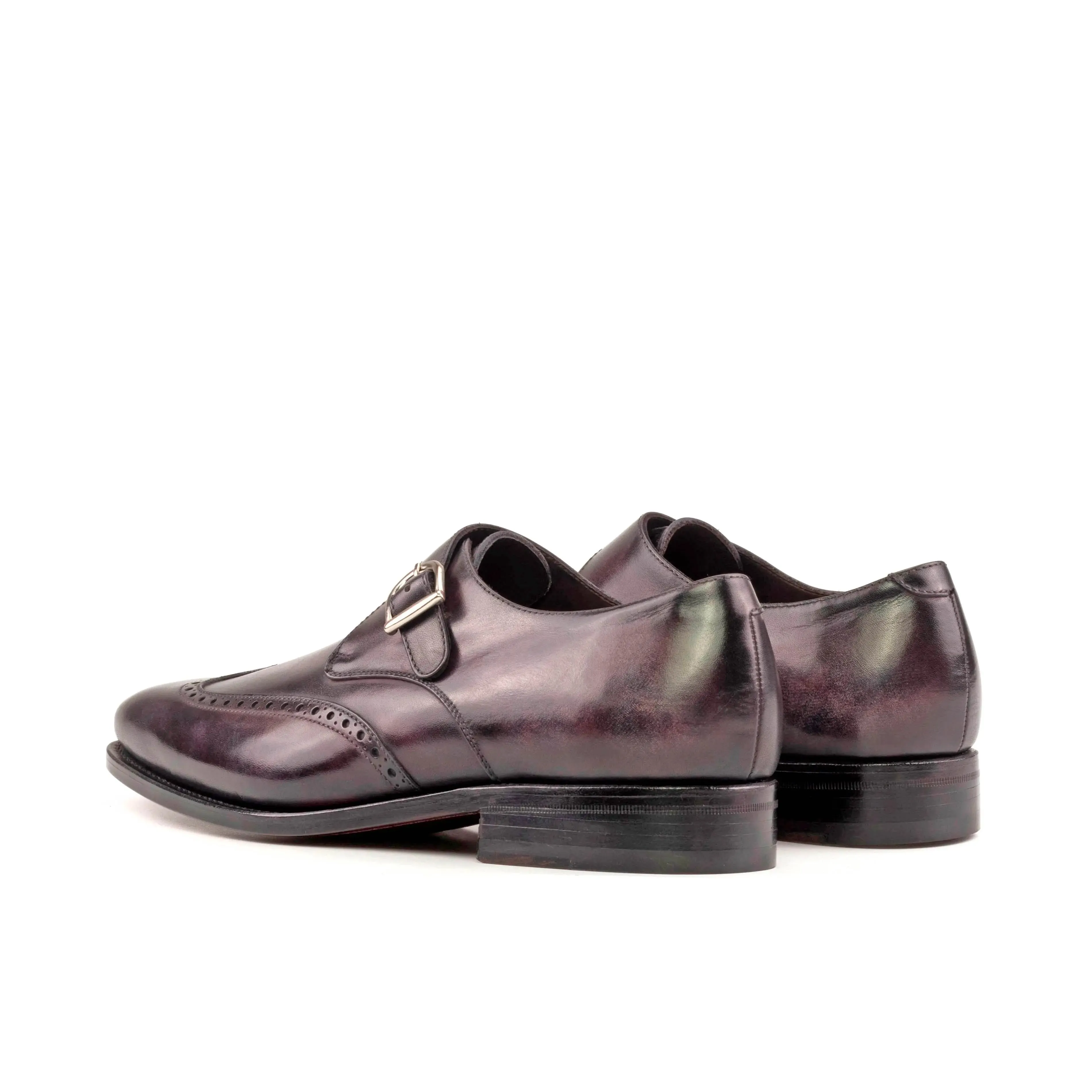 DapperFam Brenno in Aubergine Men's Hand-Painted Patina Single Monk