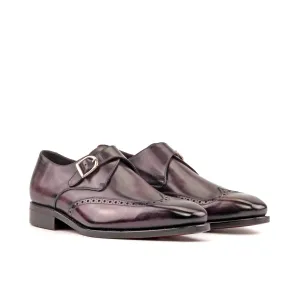 DapperFam Brenno in Aubergine Men's Hand-Painted Patina Single Monk