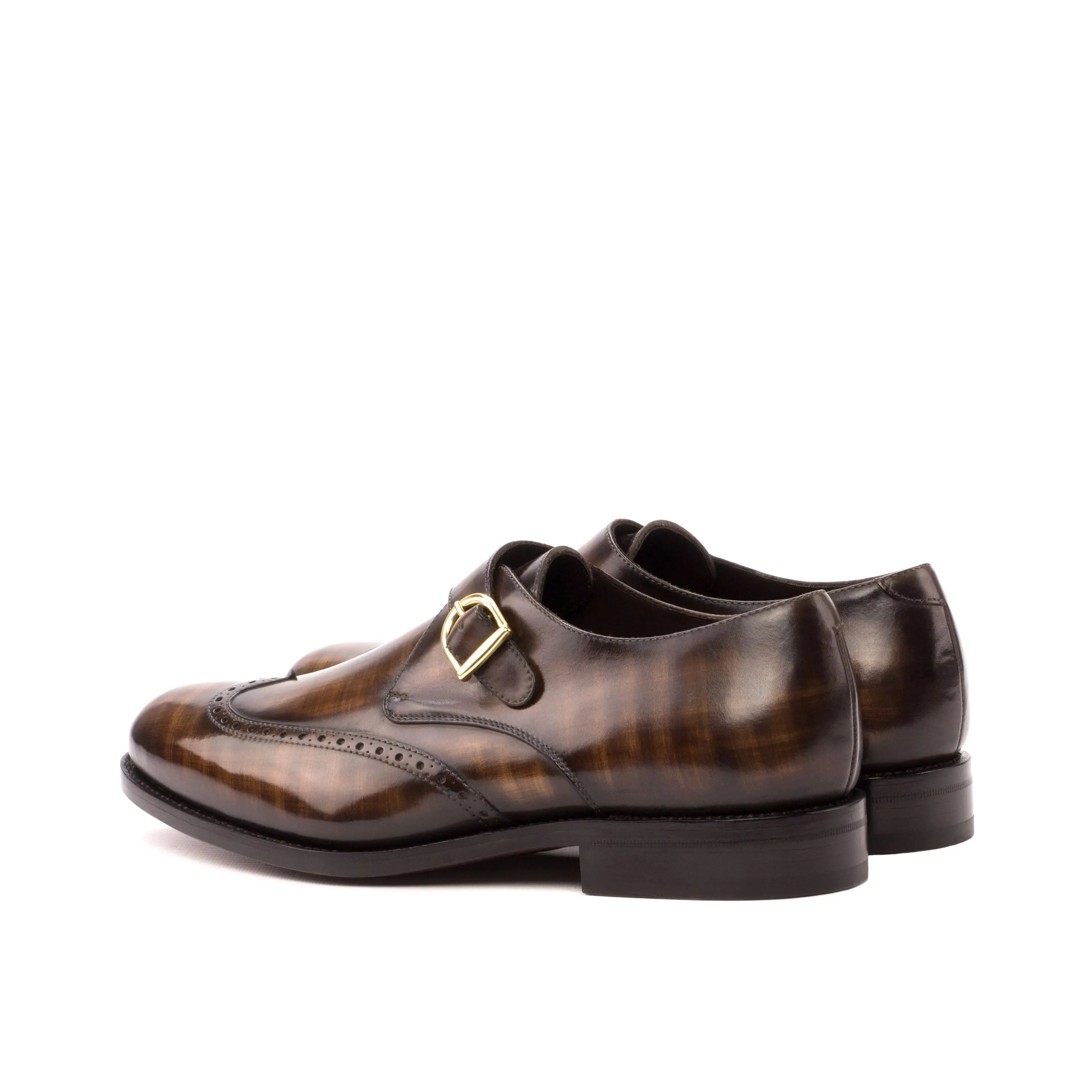 DapperFam Brenno in Brown Men's Hand-Painted Patina Single Monk