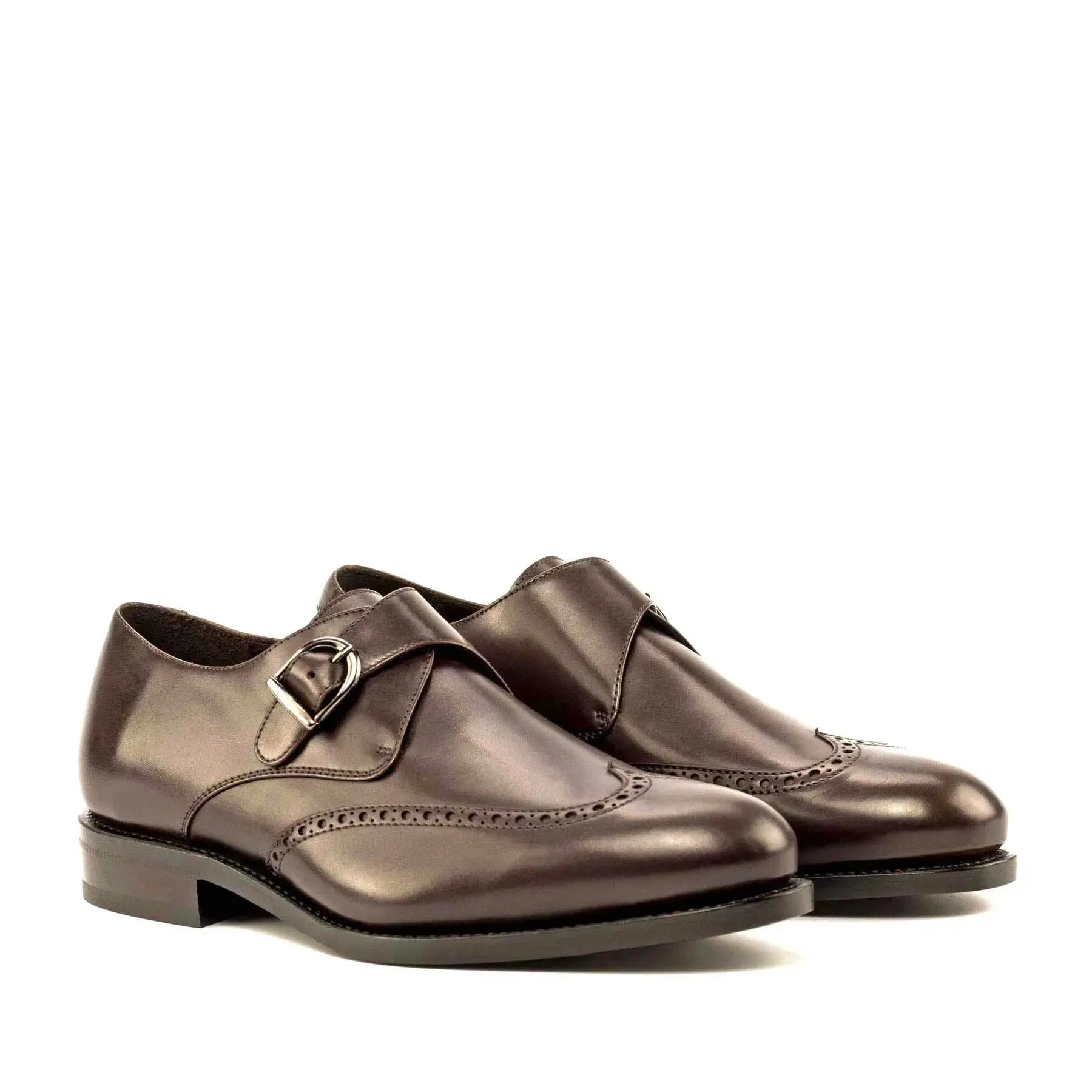 DapperFam Brenno in Dark Brown Men's Italian Leather Single Monk