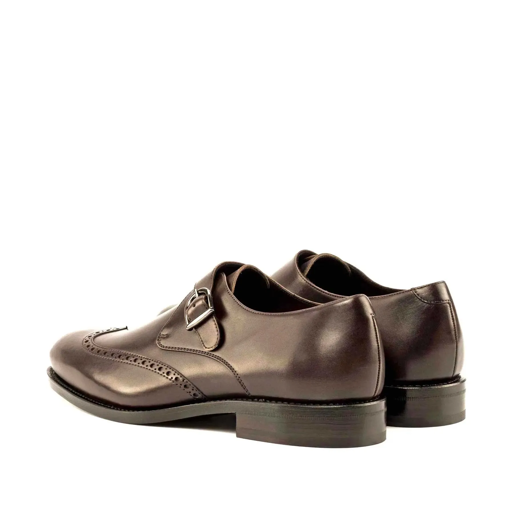 DapperFam Brenno in Dark Brown Men's Italian Leather Single Monk