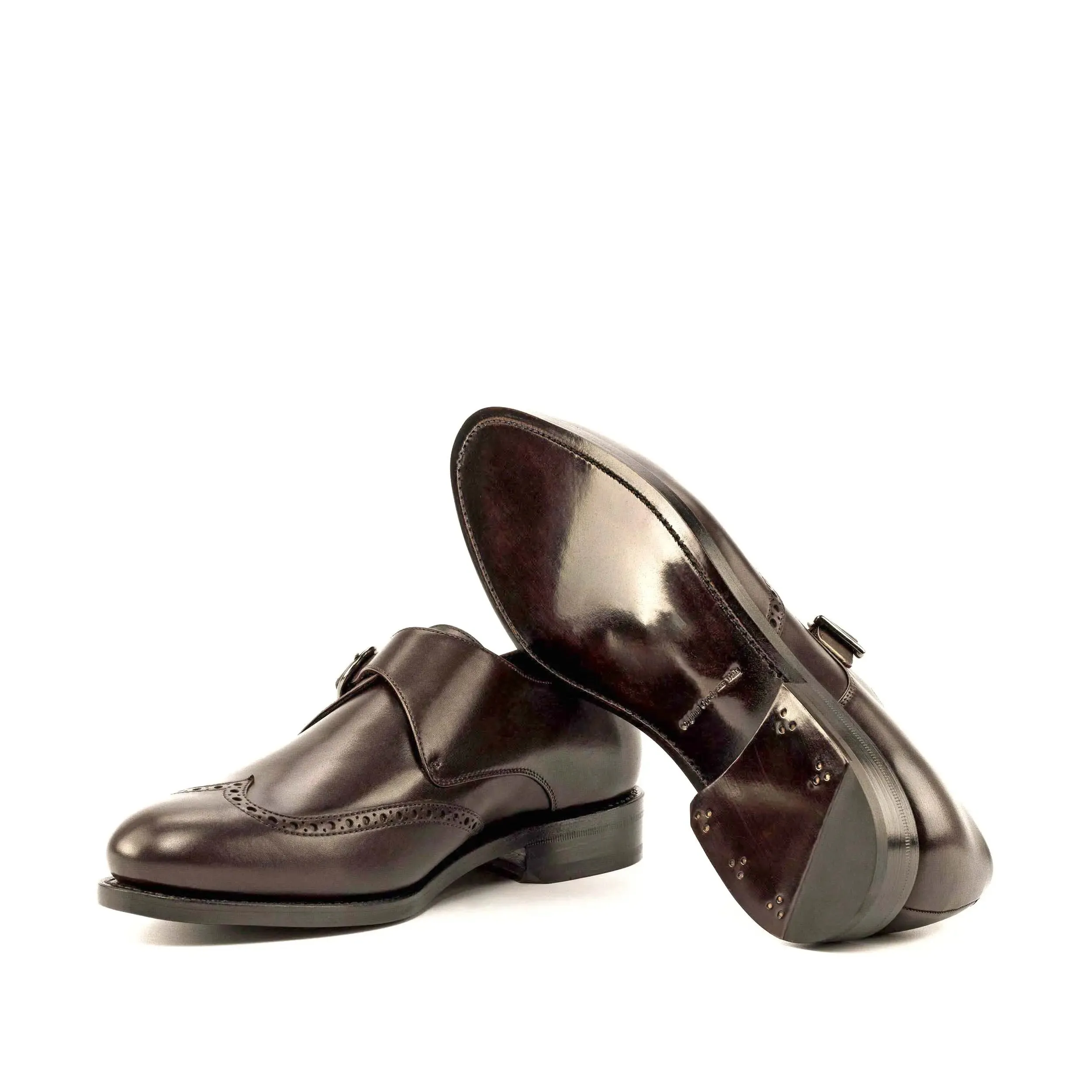 DapperFam Brenno in Dark Brown Men's Italian Leather Single Monk