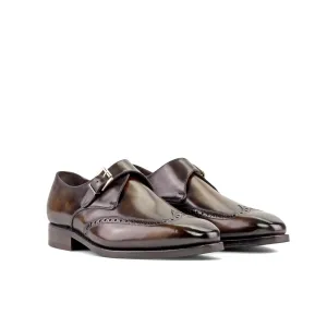 DapperFam Brenno in Tobacco Men's Hand-Painted Patina Single Monk