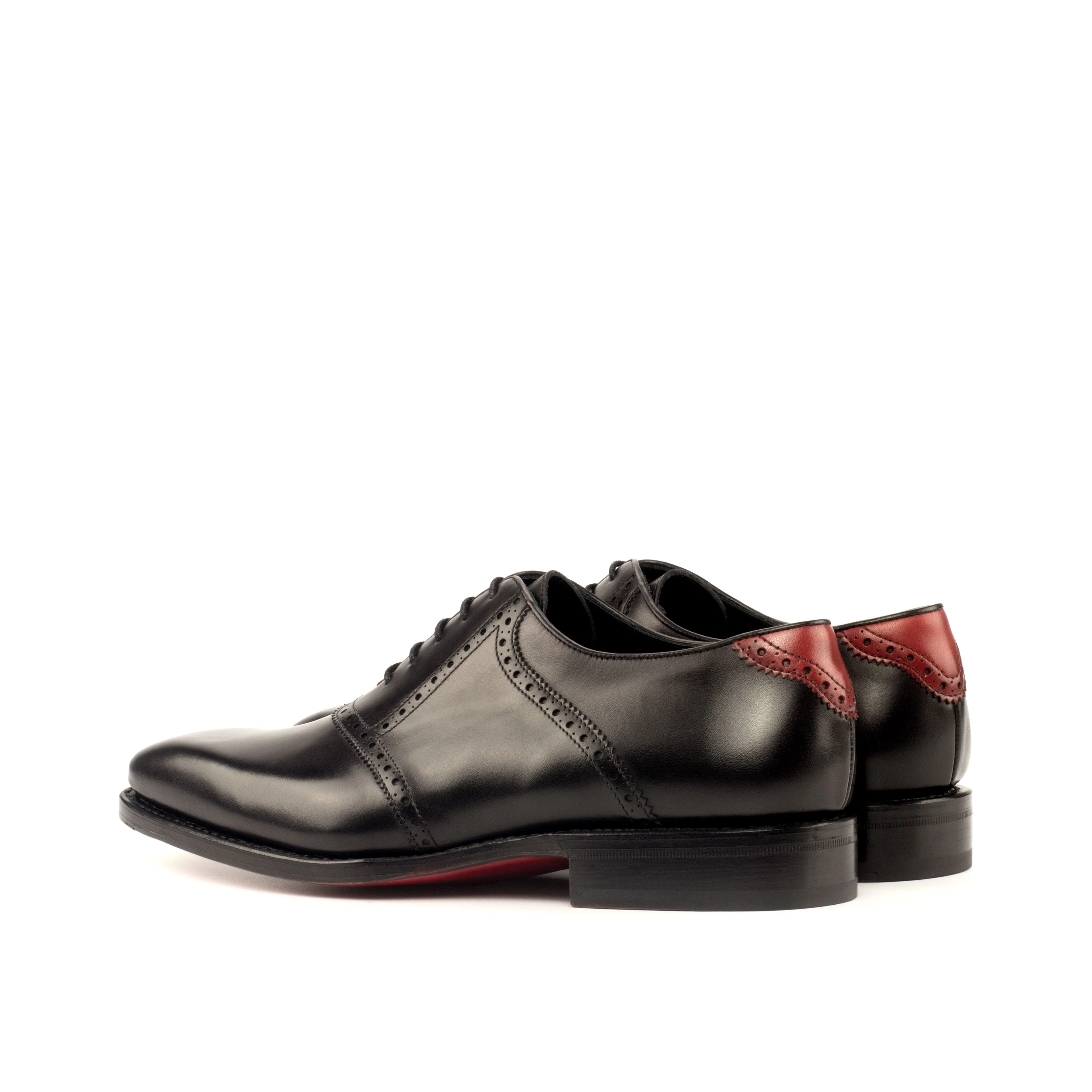 DapperFam Fabrizio in Black / Red Men's Italian Leather Saddle