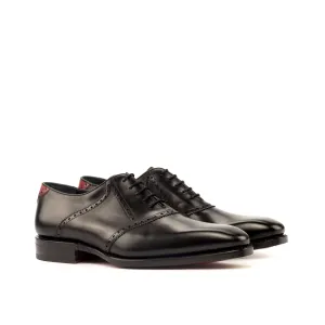 DapperFam Fabrizio in Black / Red Men's Italian Leather Saddle