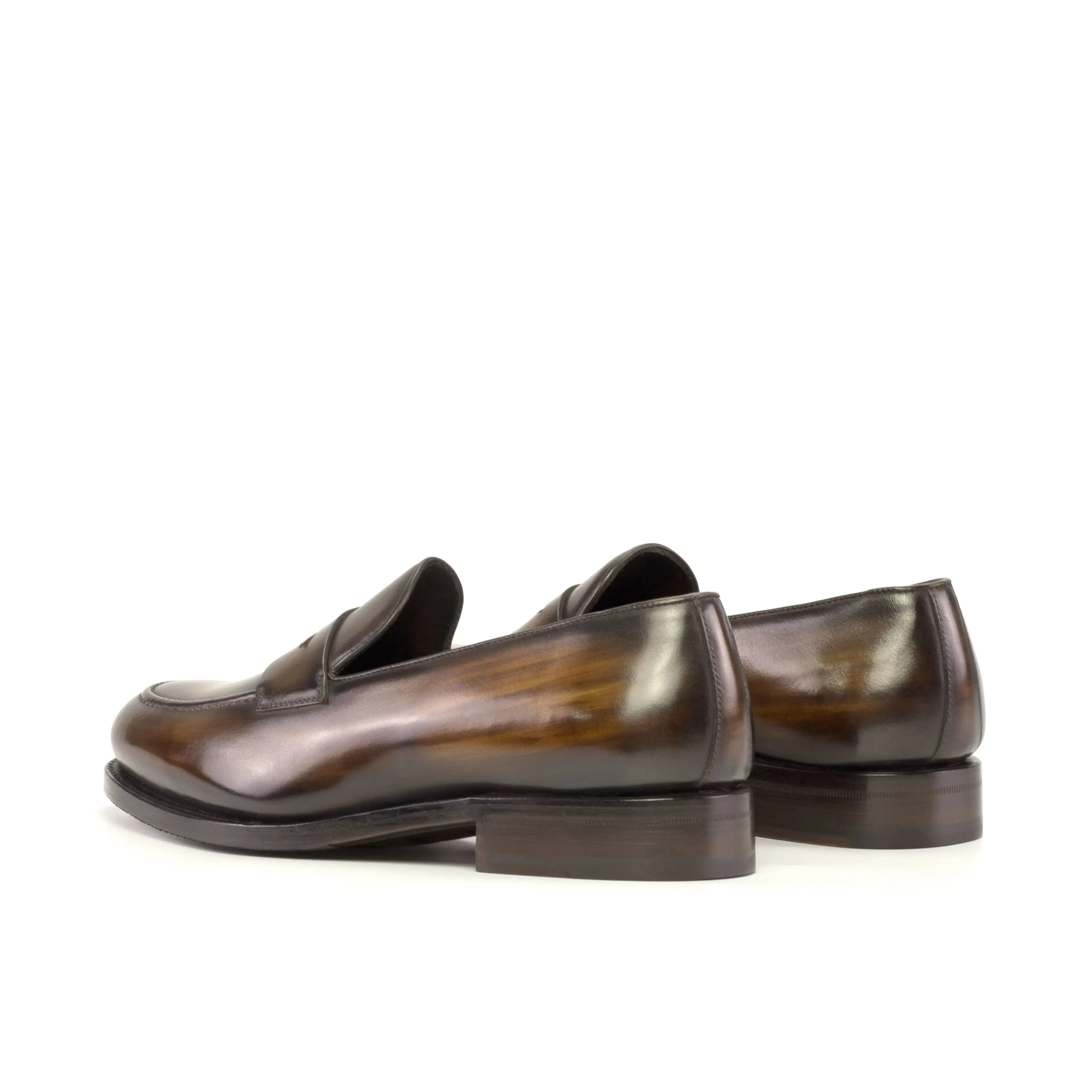 DapperFam Luciano in Brown Men's Hand-Painted Patina Loafer