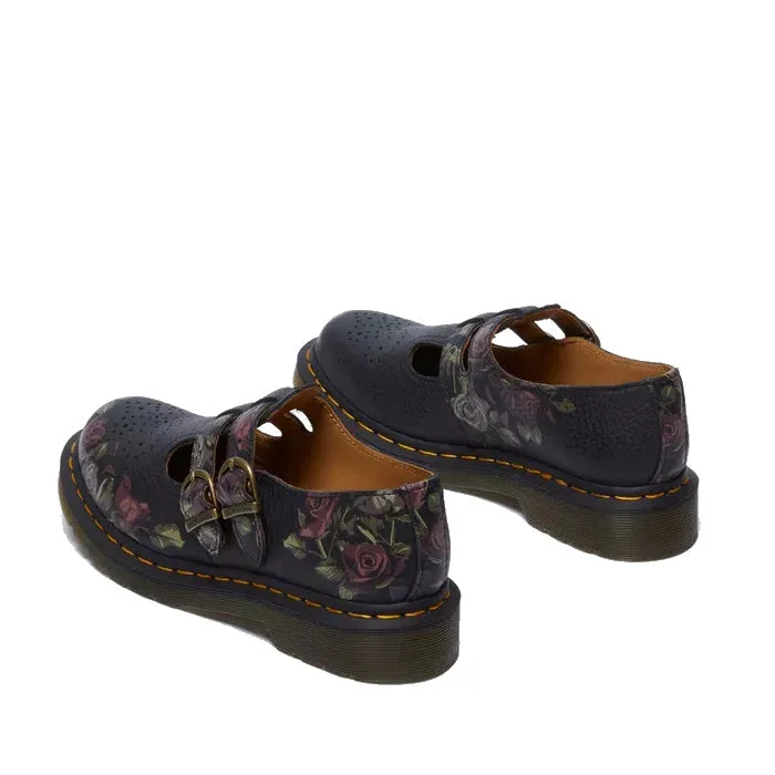 Dr Martens 8065 Decayed Roses 2 Strap Mary Jane Shoe Black