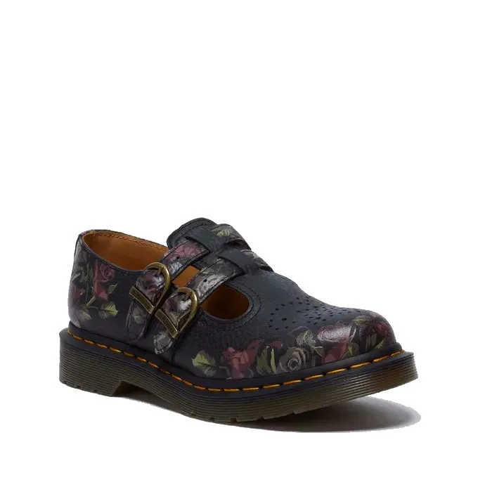 Dr Martens 8065 Decayed Roses 2 Strap Mary Jane Shoe Black