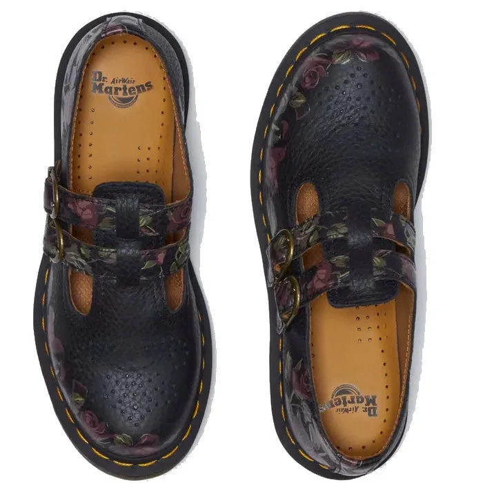 Dr Martens 8065 Decayed Roses 2 Strap Mary Jane Shoe Black