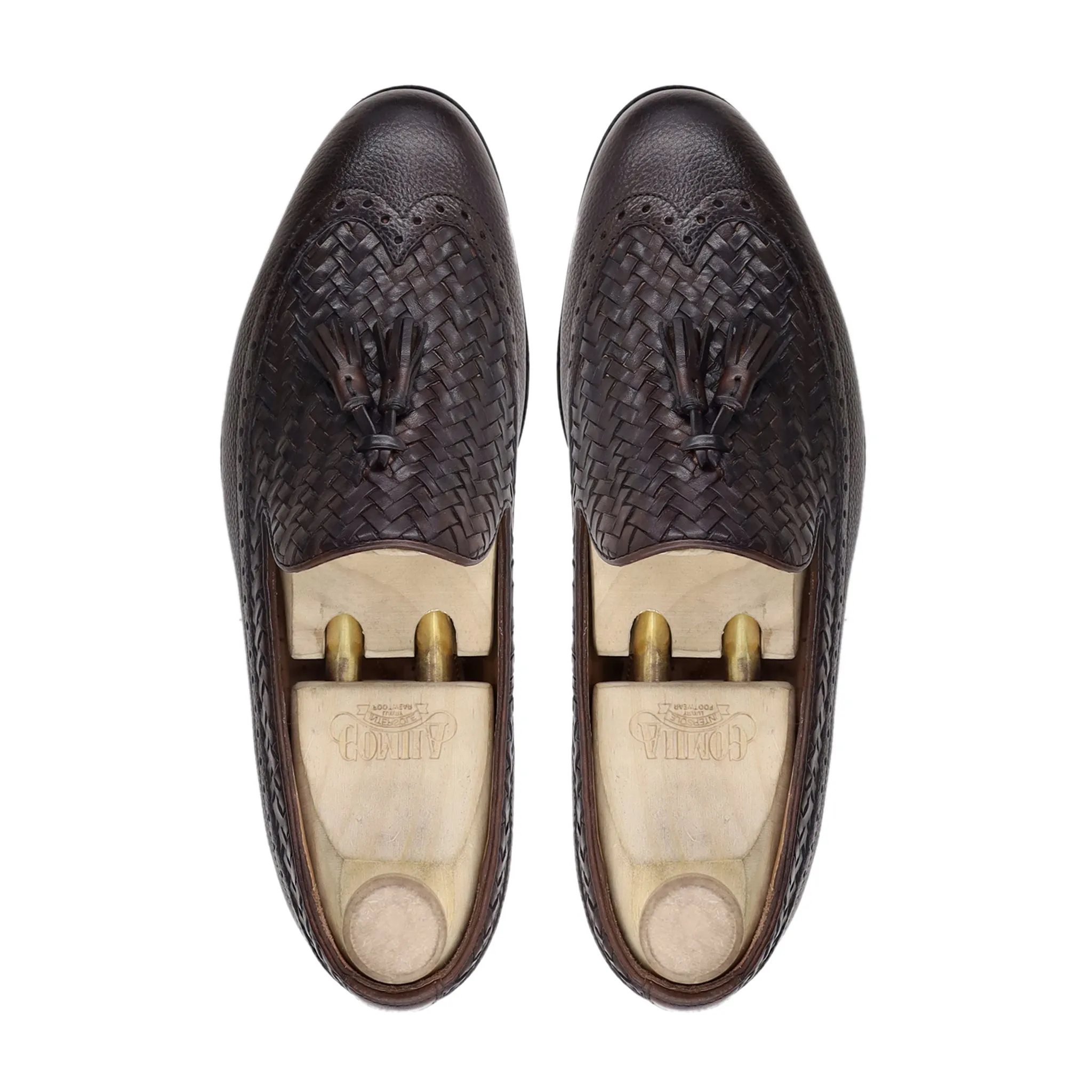 Dubasari - Men's Dark Brown Pebble Grain and Hand Woven Calf Leather Loafer