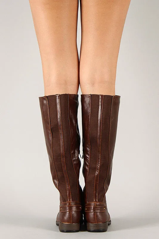 Elastic Back Round Toe Riding Knee High Boot