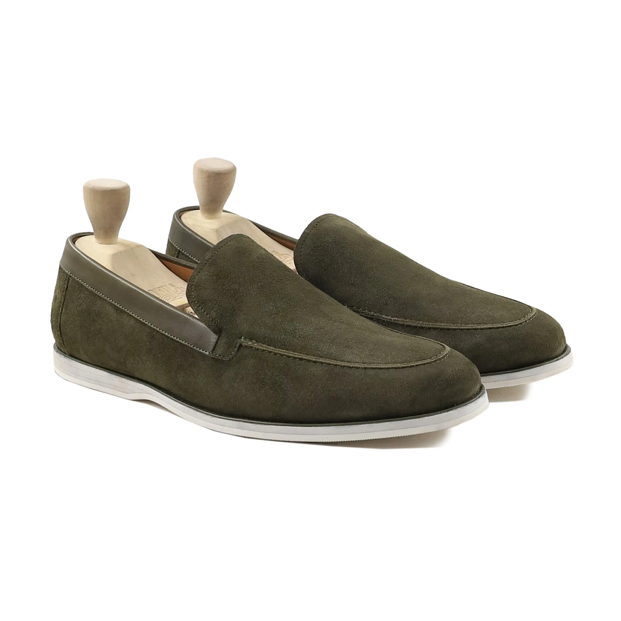 Elliott - Men's Olive Green Kid Suede Loafer