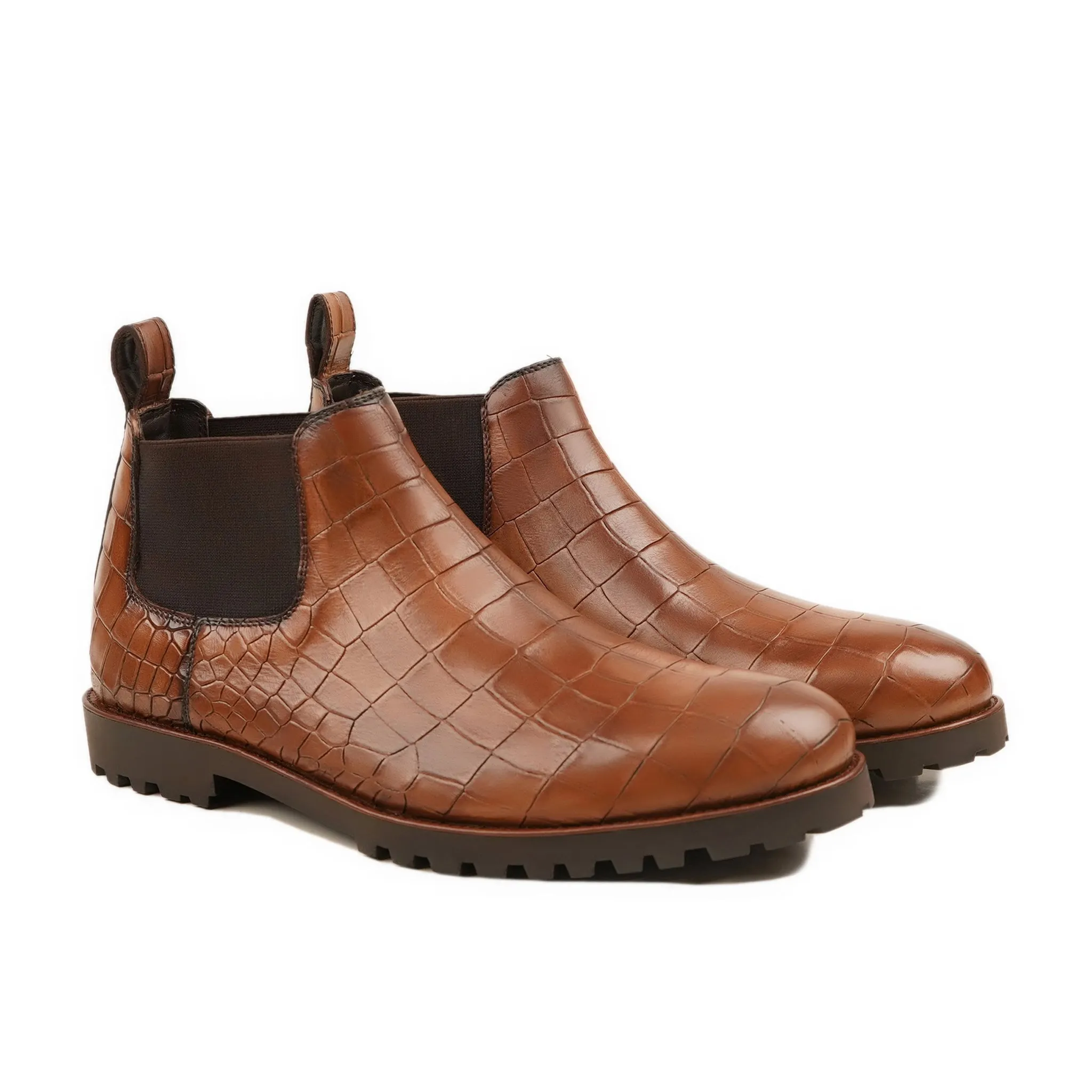 Elyse - Men's Tan Brown Calf Leather Chelsea Boot