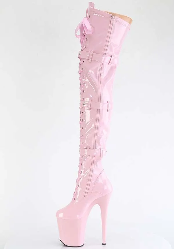 FLAMINGO-3028 [Baby Pink Patent] | PLATFORM BOOTS [PREORDER]