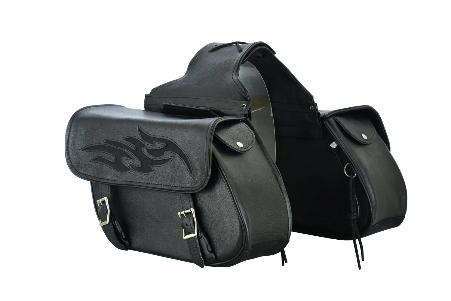 Genuine Naked Leather Concealed Carry Saddlebag with Flame