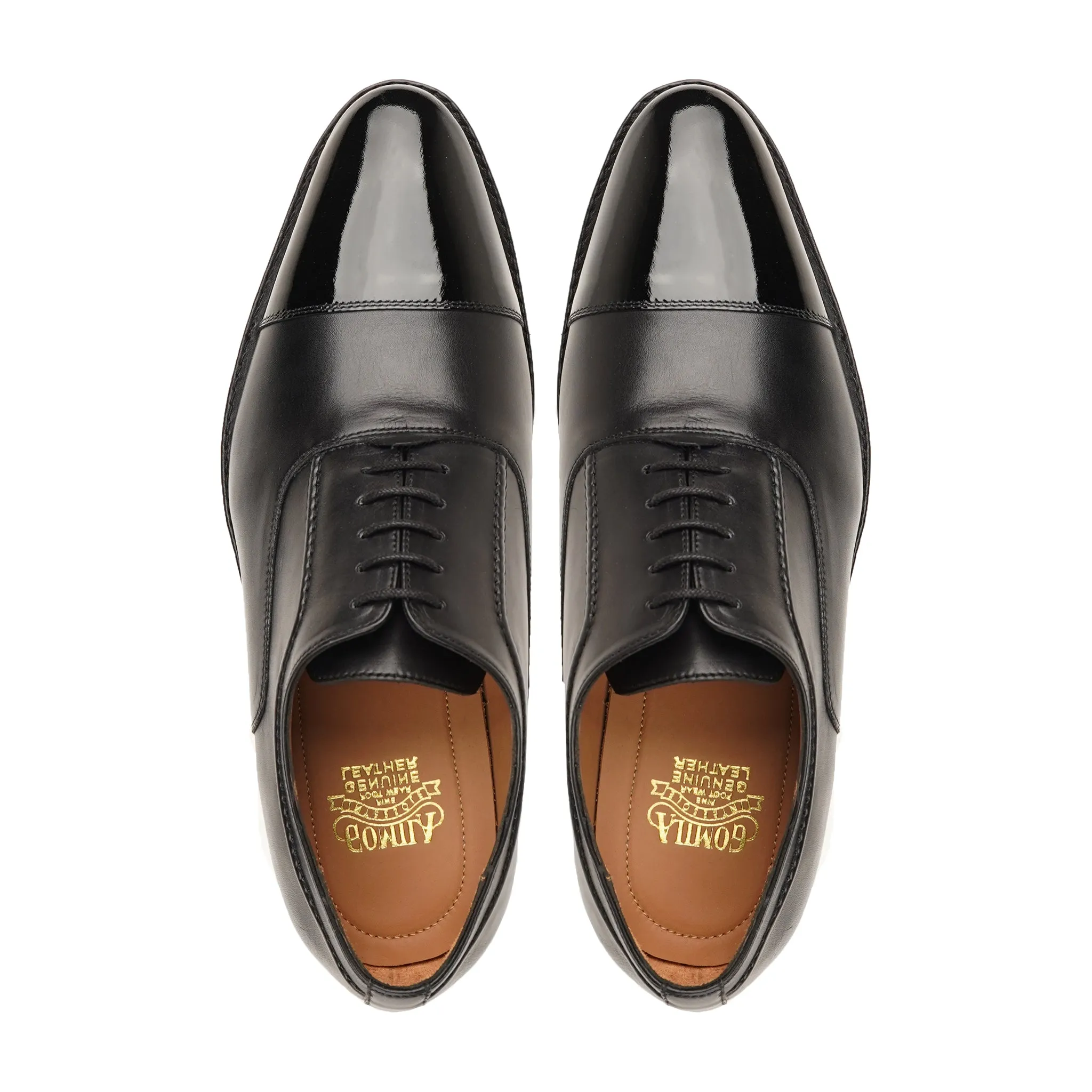 Golsar - Men's Black Calf and Patent Leather Oxford Shoe