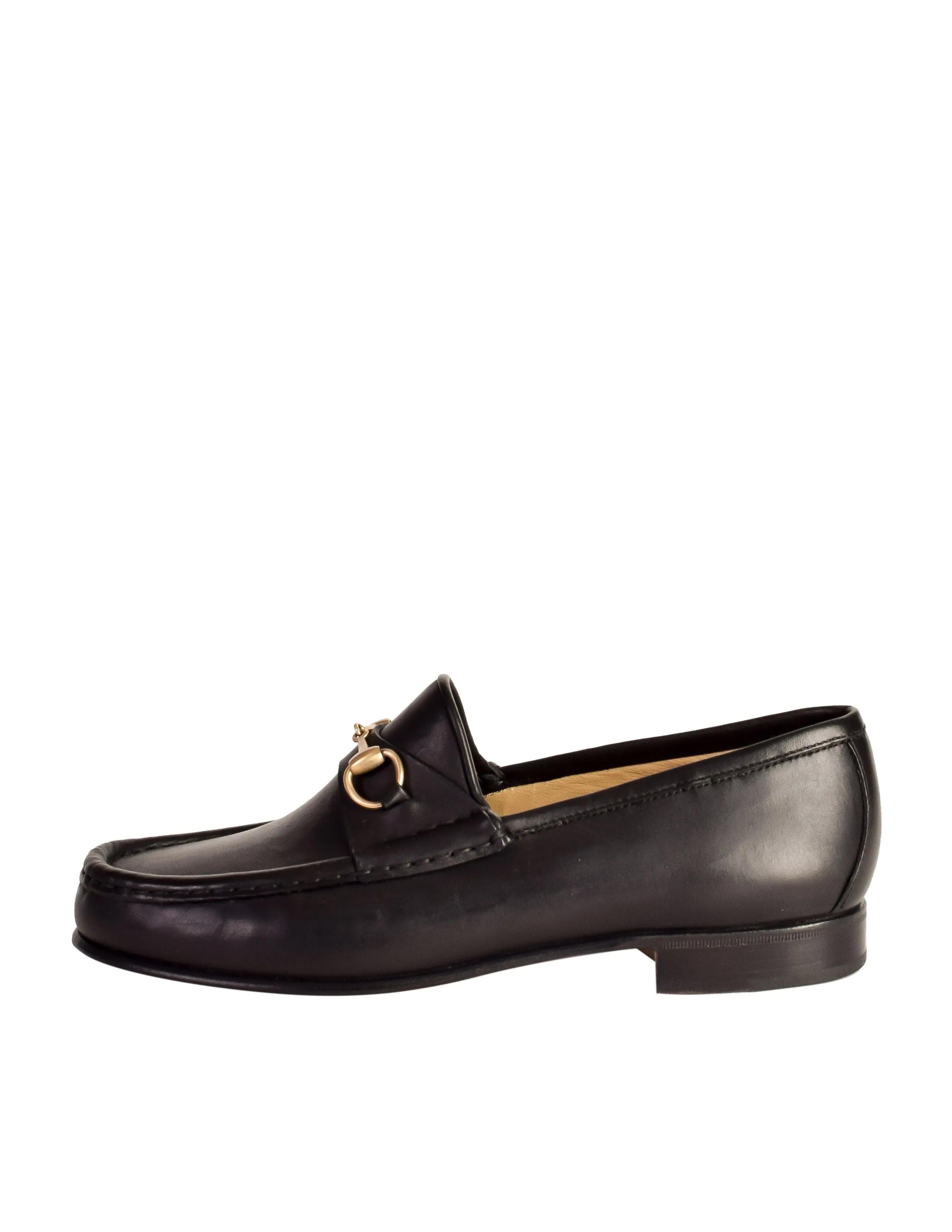 Gucci Vintage Black Leather Horsebit Moccasin Loafer Shoes