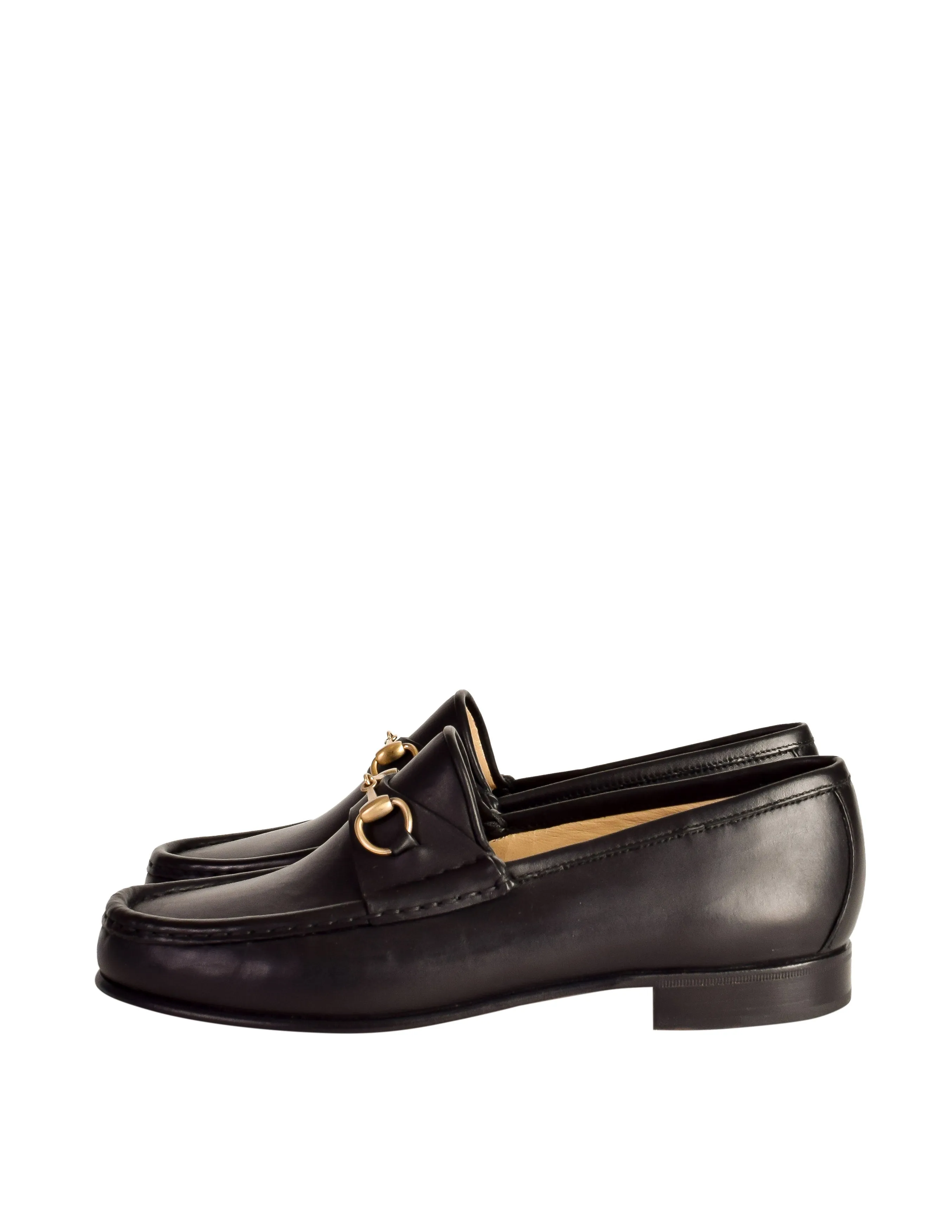 Gucci Vintage Black Leather Horsebit Moccasin Loafer Shoes