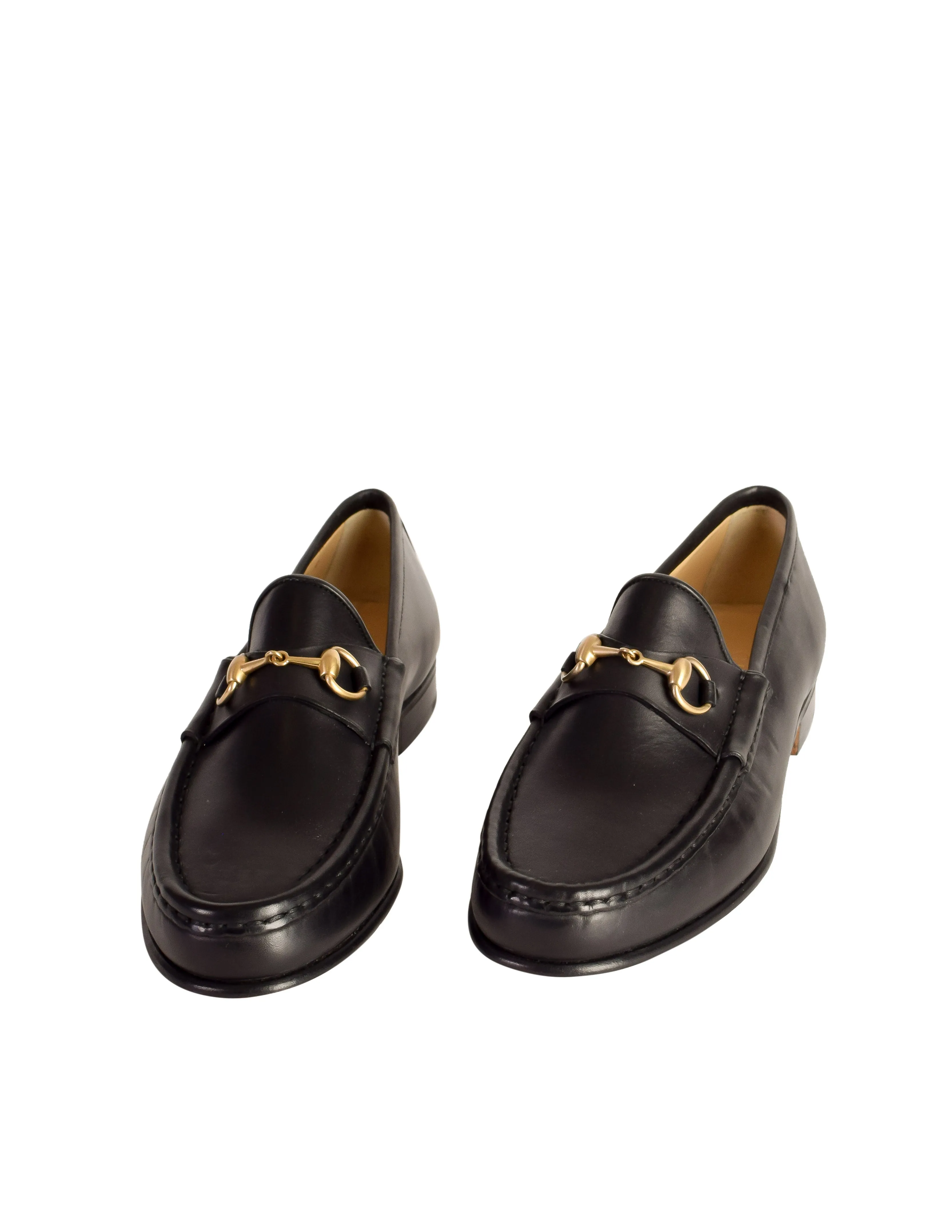 Gucci Vintage Black Leather Horsebit Moccasin Loafer Shoes