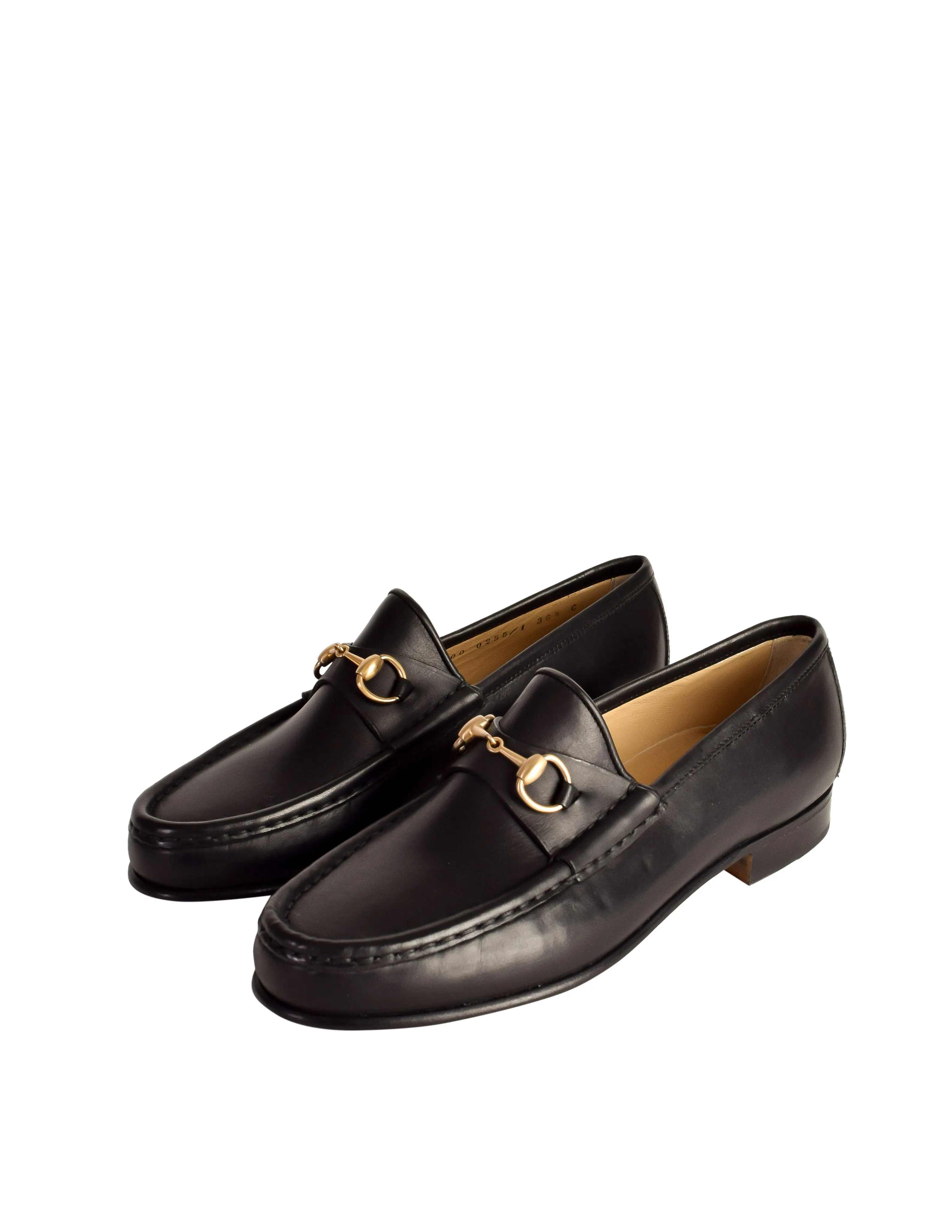 Gucci Vintage Black Leather Horsebit Moccasin Loafer Shoes