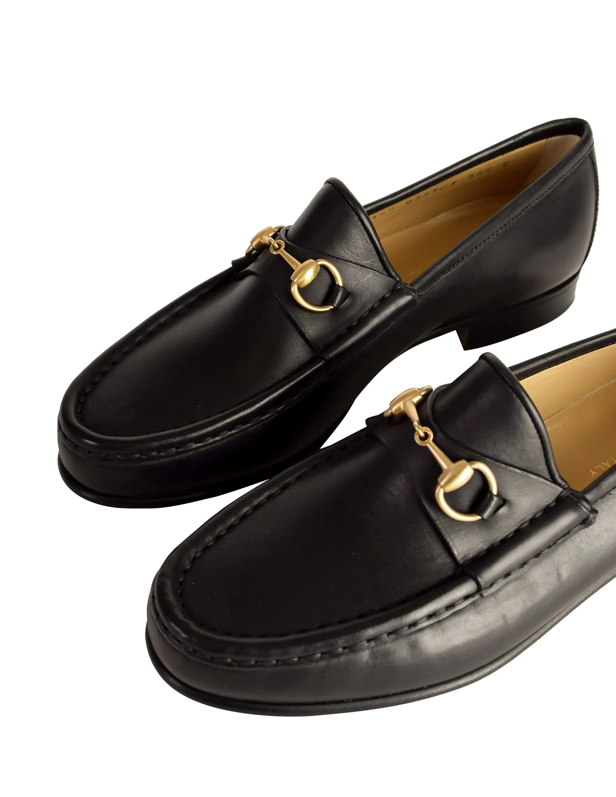 Gucci Vintage Black Leather Horsebit Moccasin Loafer Shoes