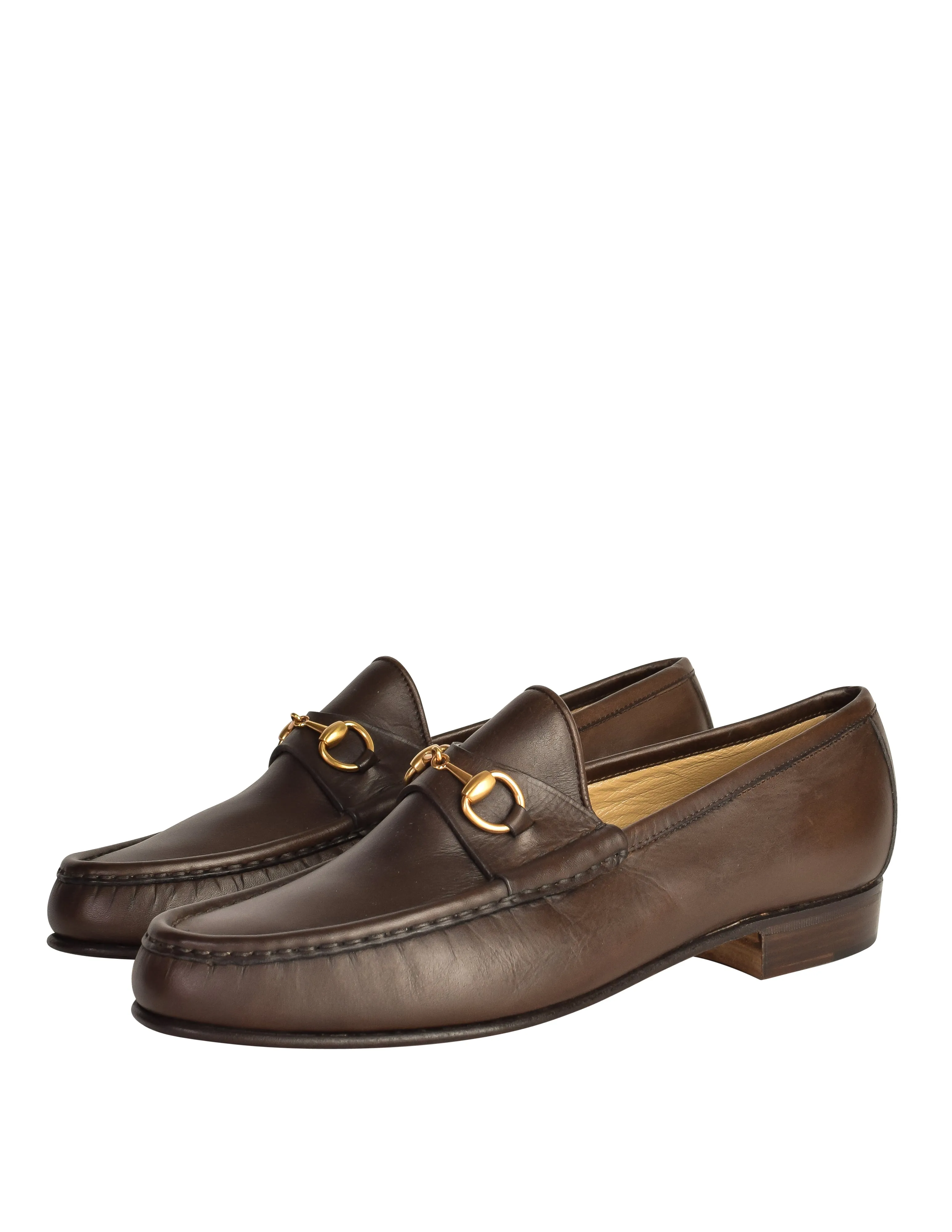 Gucci Vintage Brown Leather Horsebit Moccasin Loafer Shoes