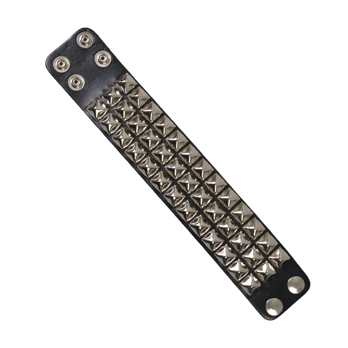 Hot Leathers WBA1001 3-Row Pyramid Stud Wrist Band