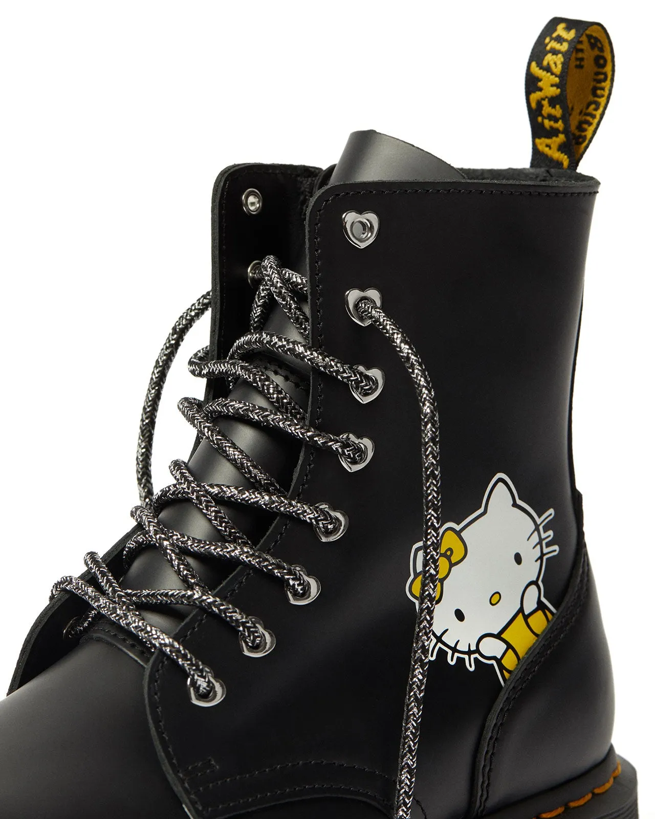 Jadon Hello Kitty Black Polished Smooth Platform Boots