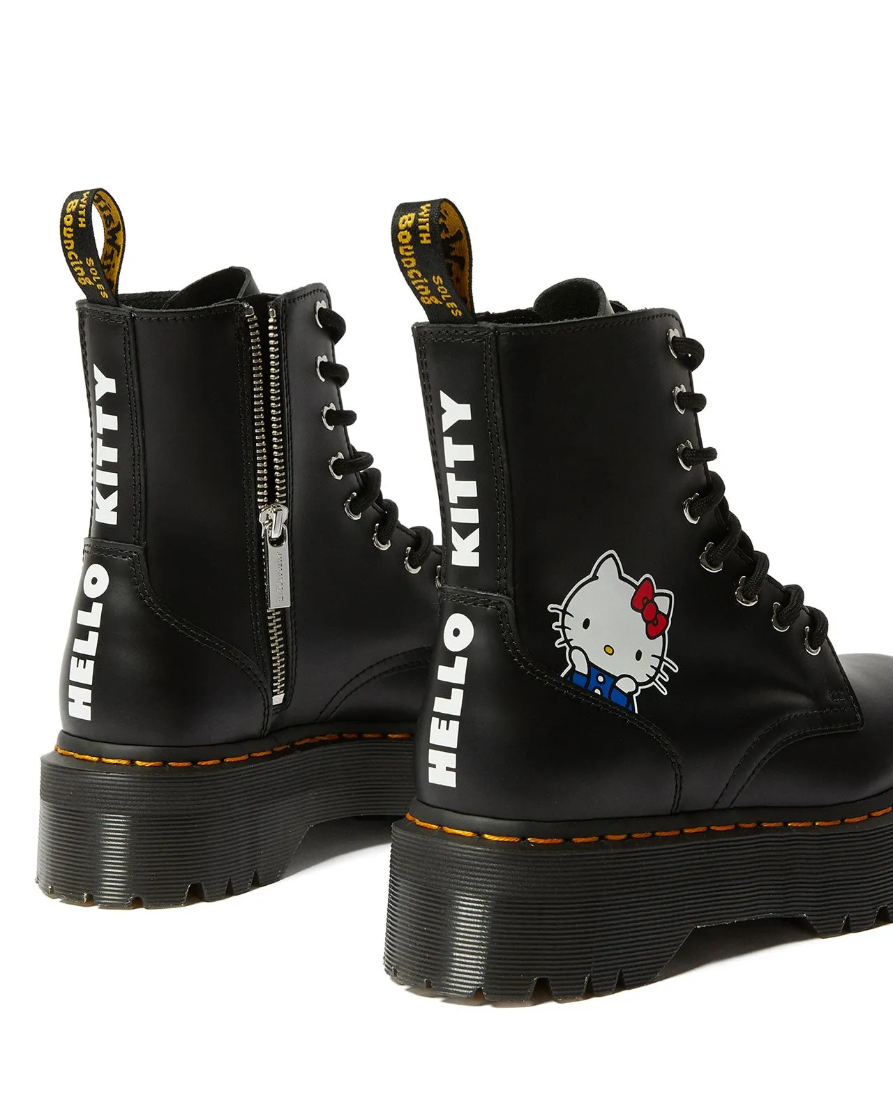 Jadon Hello Kitty Black Polished Smooth Platform Boots