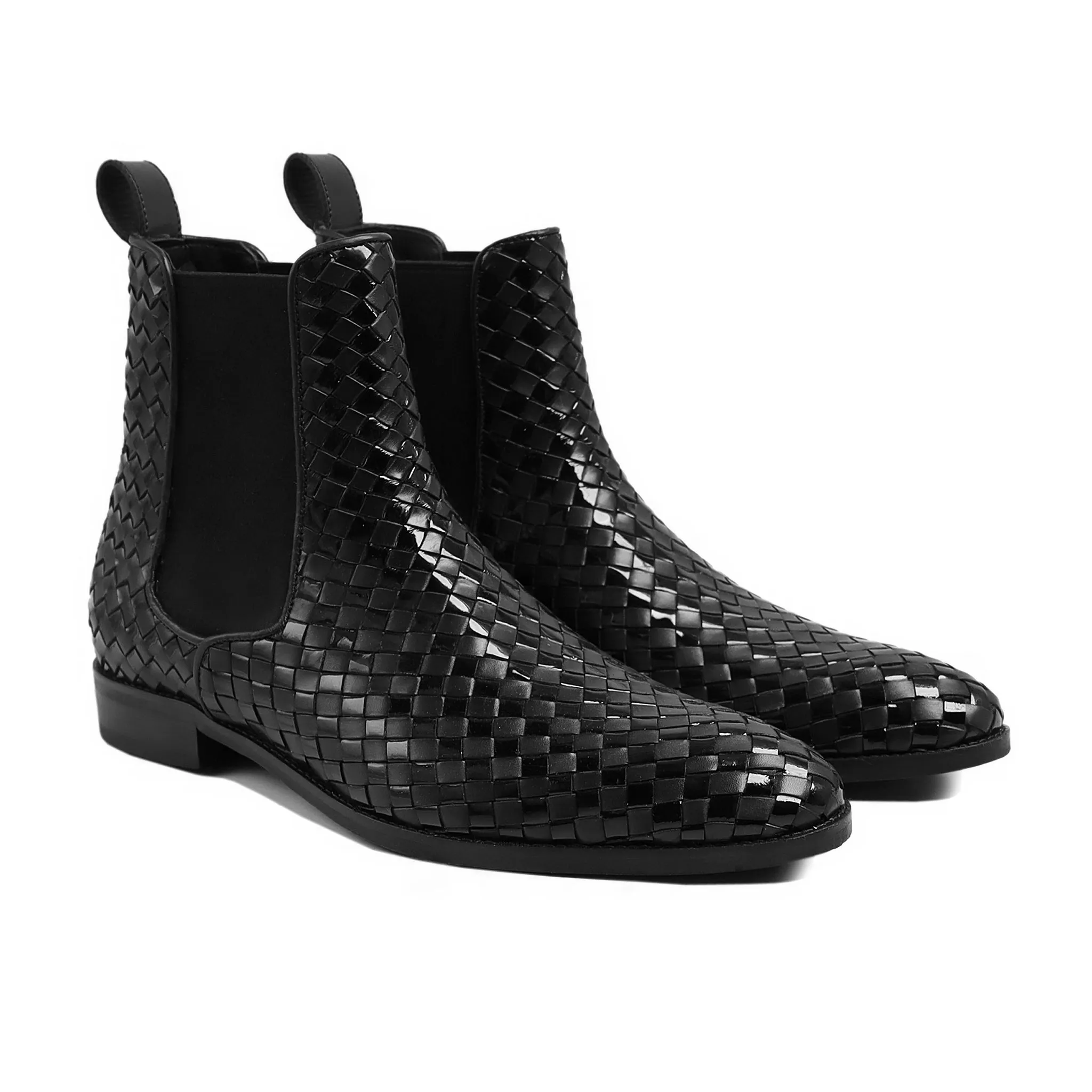 Jakiya - Men's Black Hand Woven Chelsea Boot