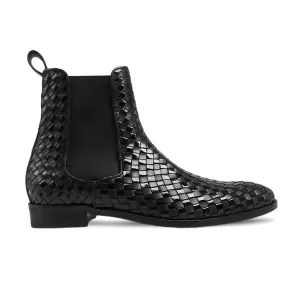 Jakiya - Men's Black Hand Woven Chelsea Boot