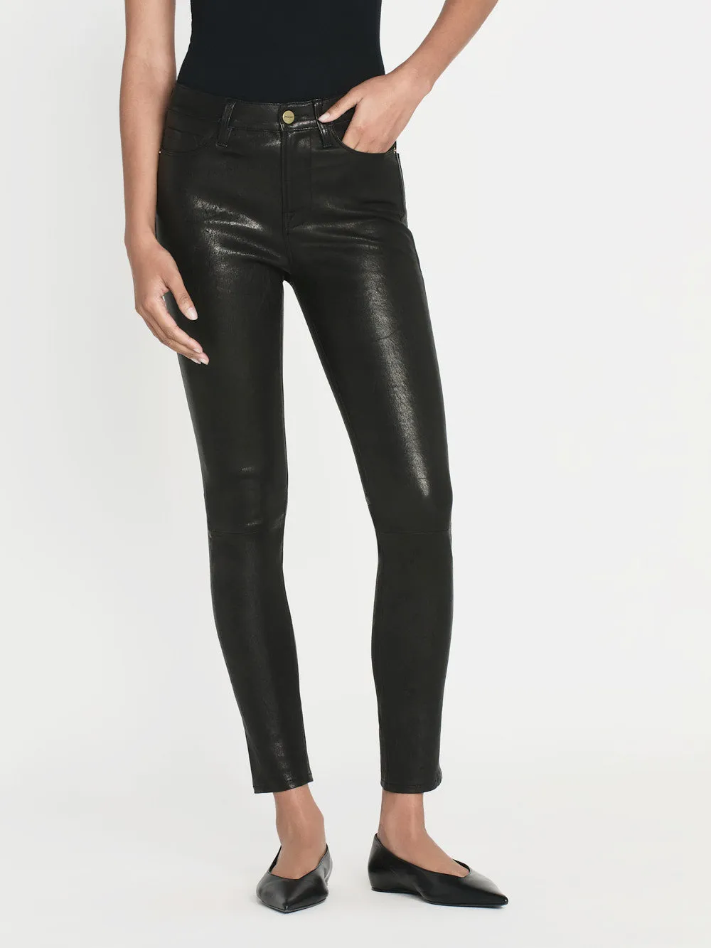 Leather Le High Skinny -- Washed Black