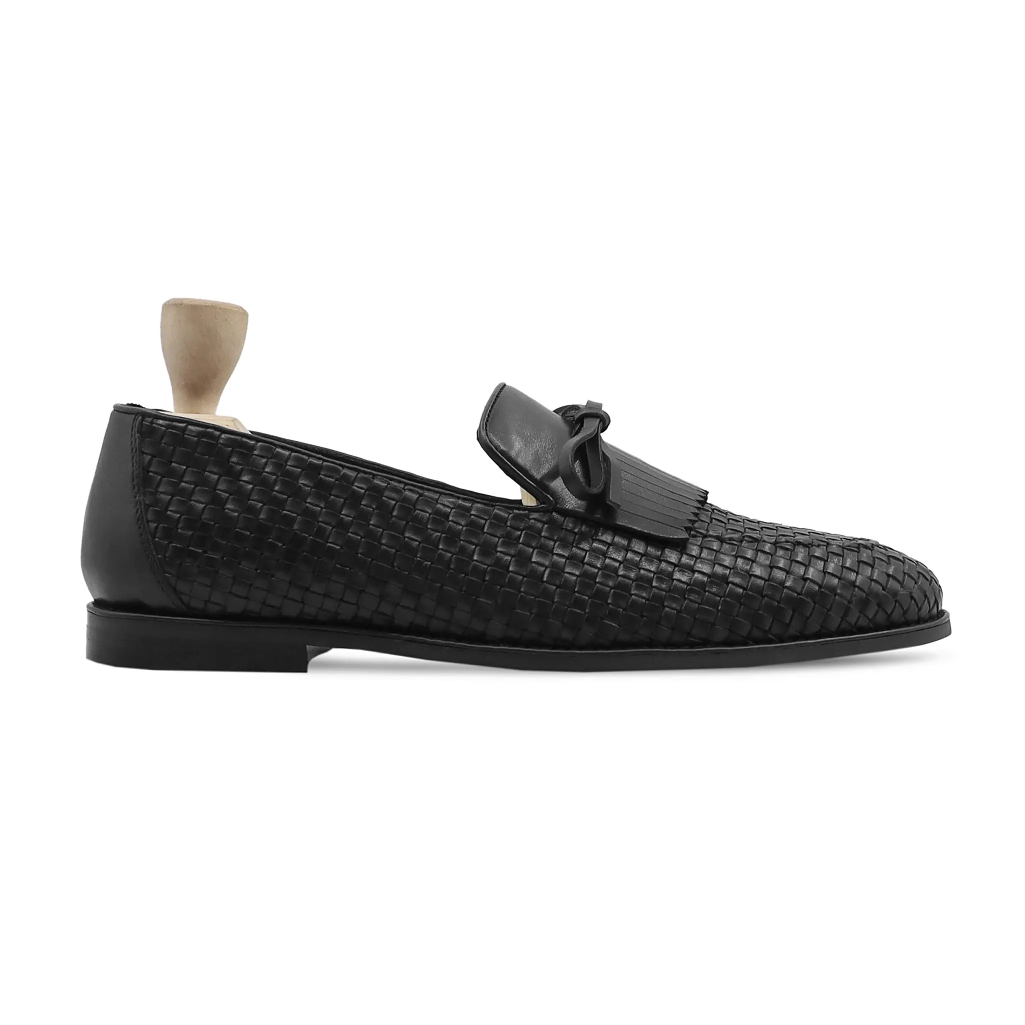 Lublin - Men's Black Hand Woven Calf Leather Loafer