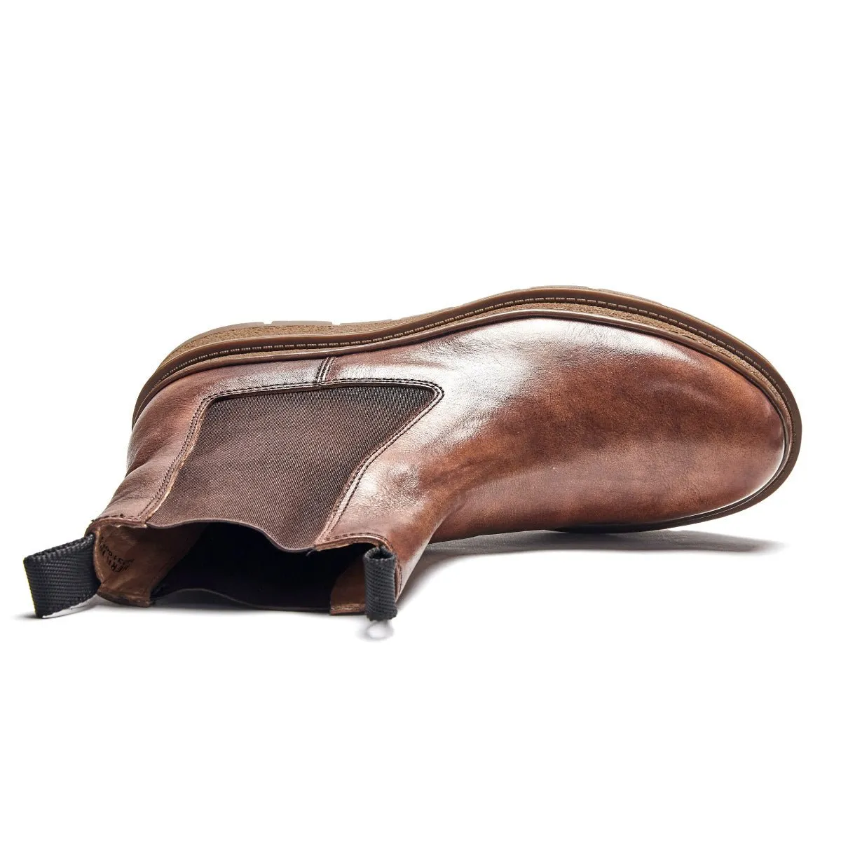 Minimalist Slip On Brown Leather Chelsea Boots