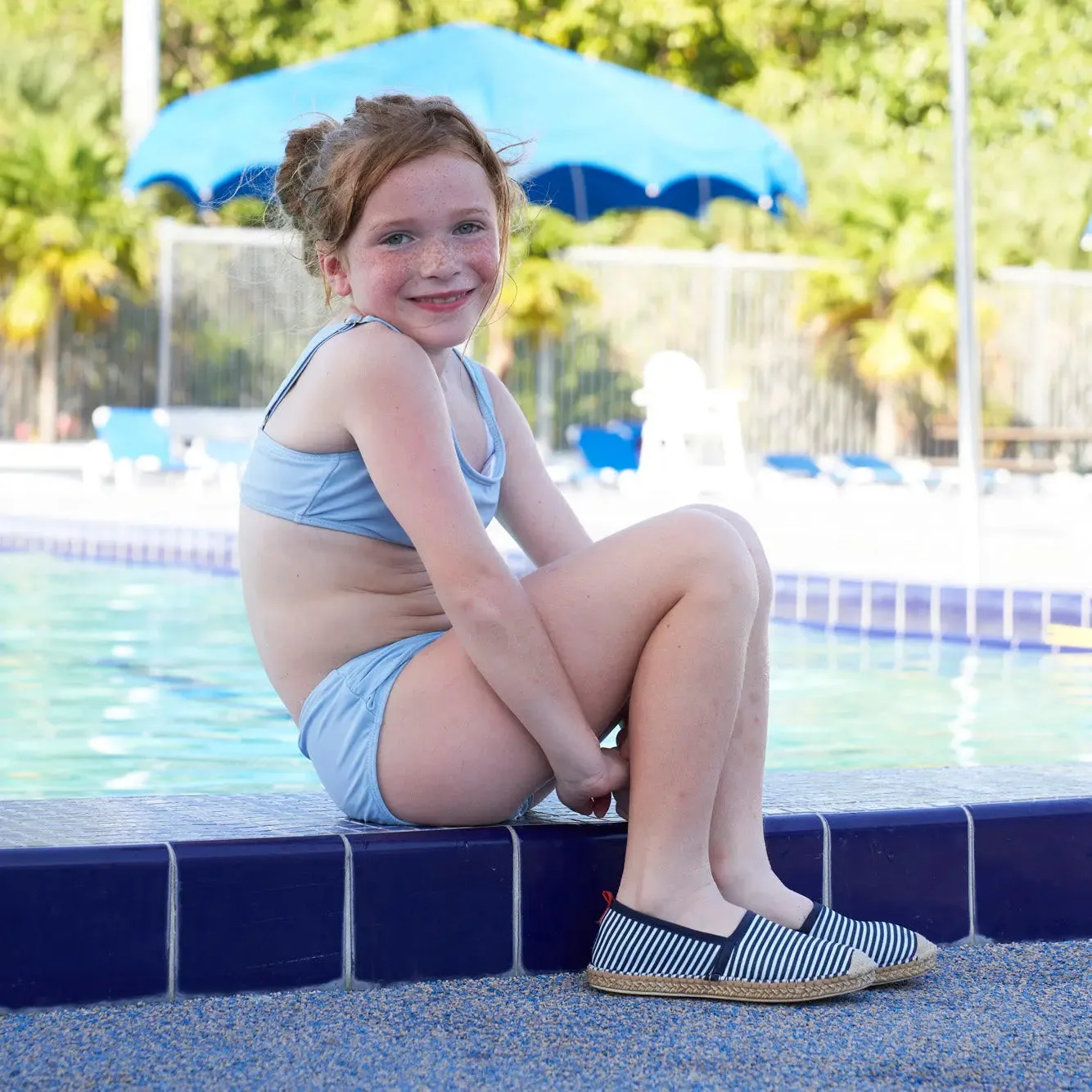 NAVY/WHITE MICROSTRIPE - KIDS BEACHCOMBER ESPADRILLE